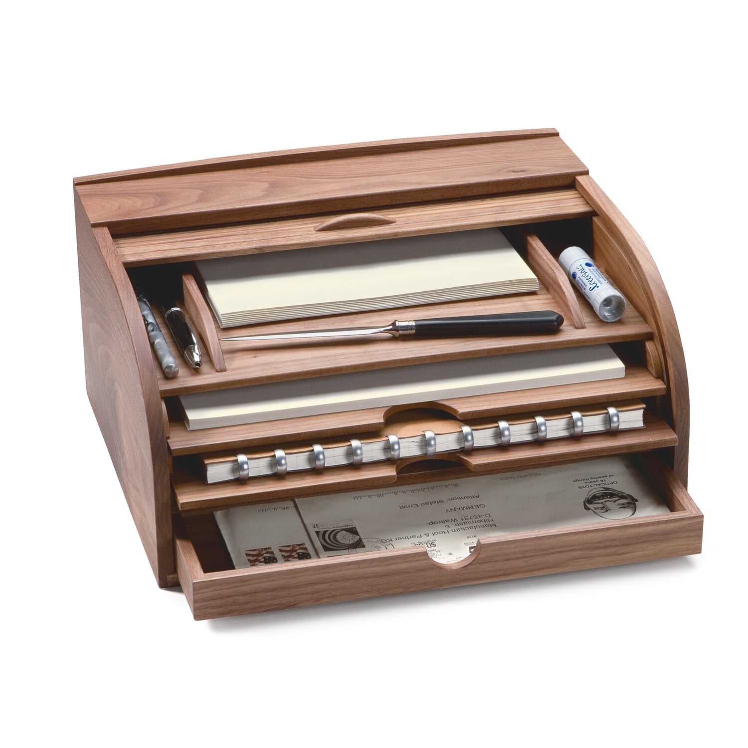 Letter and document tray walnut wood