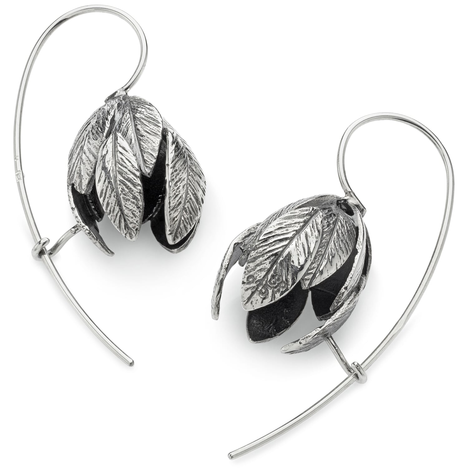 Earrings flower calyx, silver