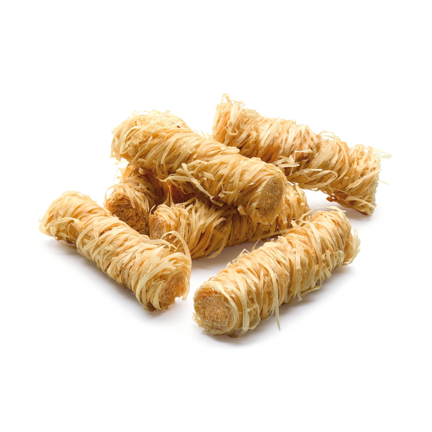 Resinous wood wool in rolls