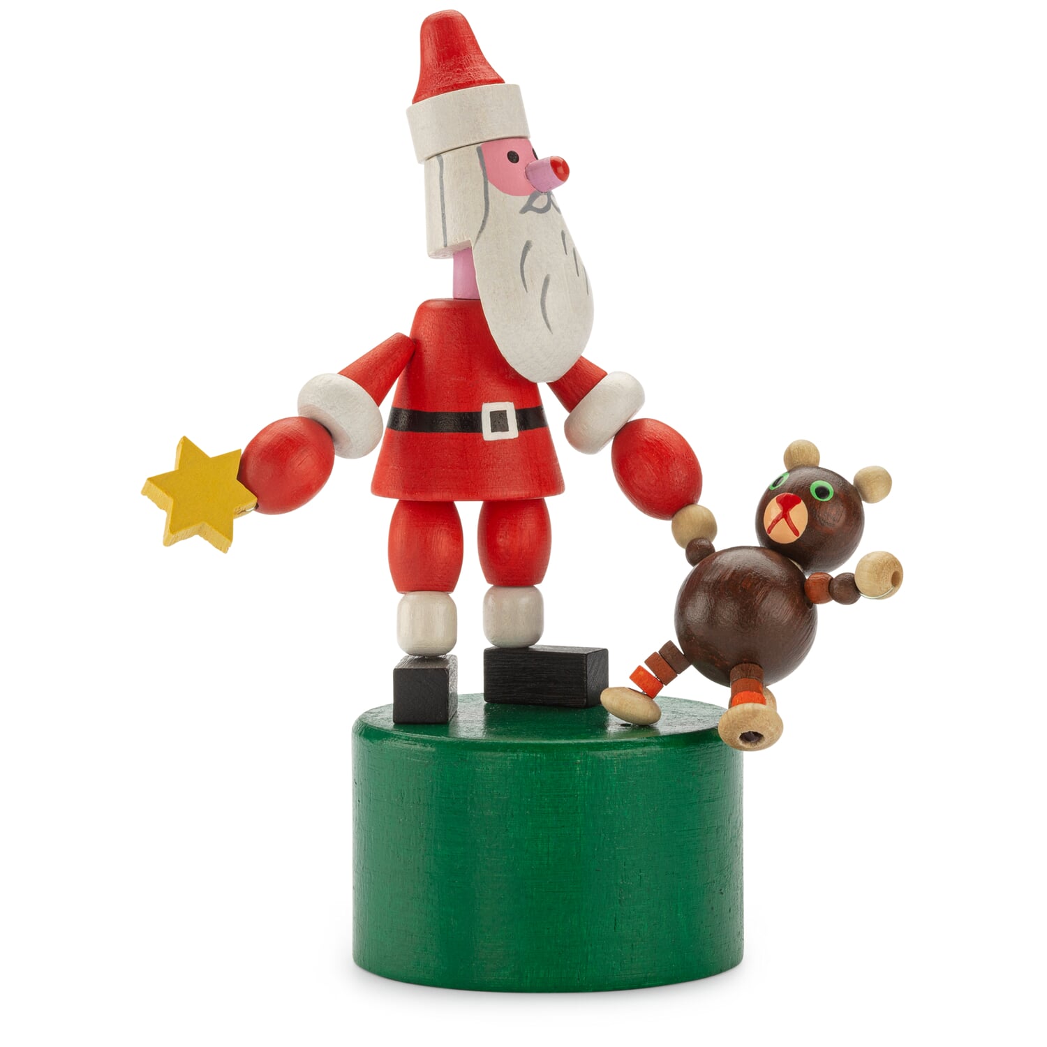 Pusher figure Santa Claus with teddy bear