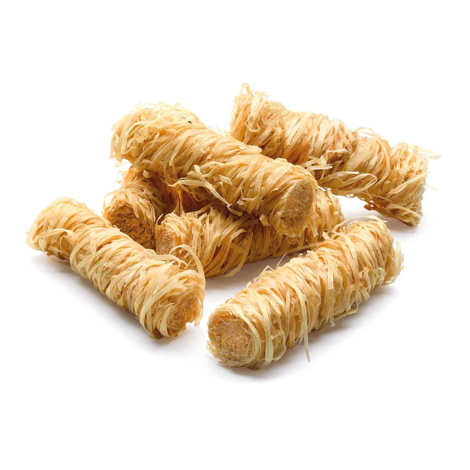 Resinous wood wool in rolls