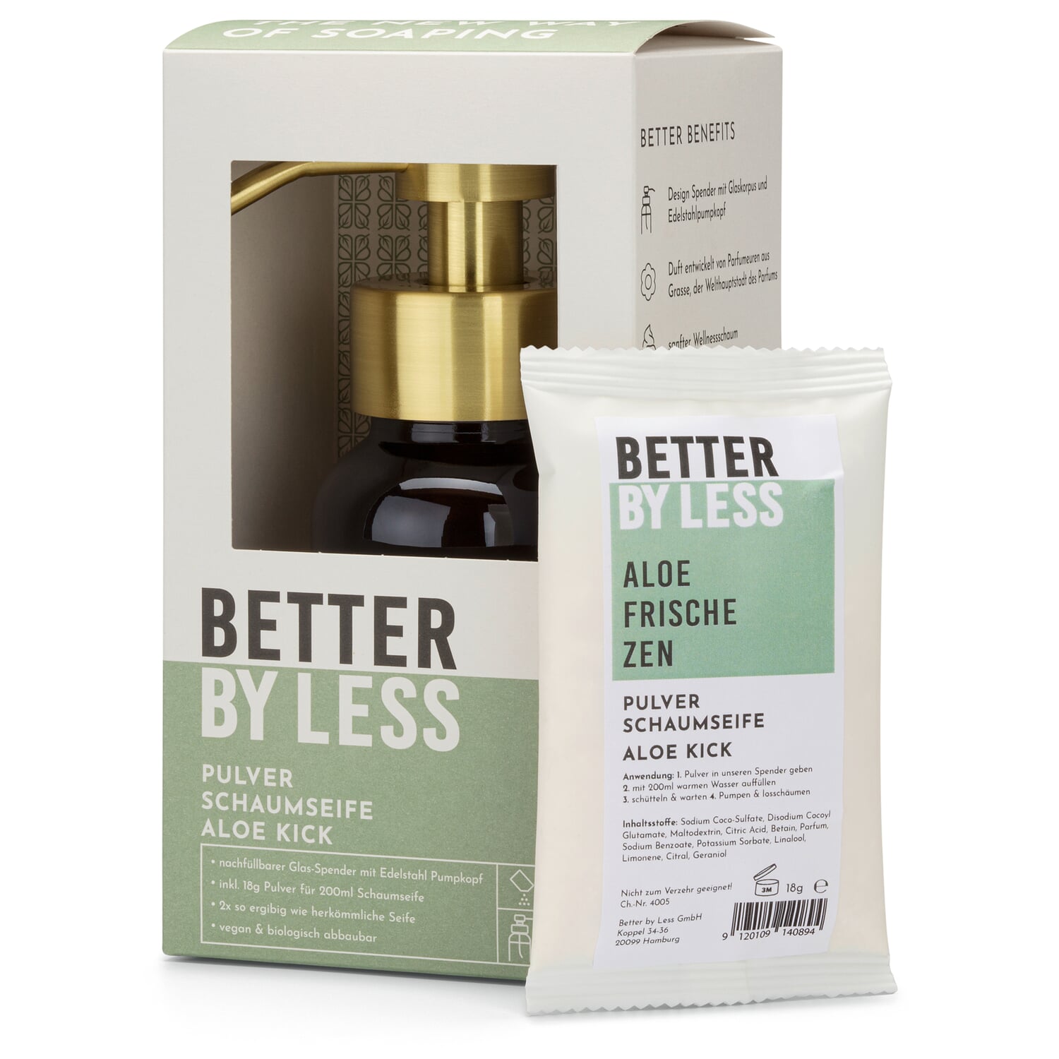 Aloe vera foam dispenser and hand soap powder set