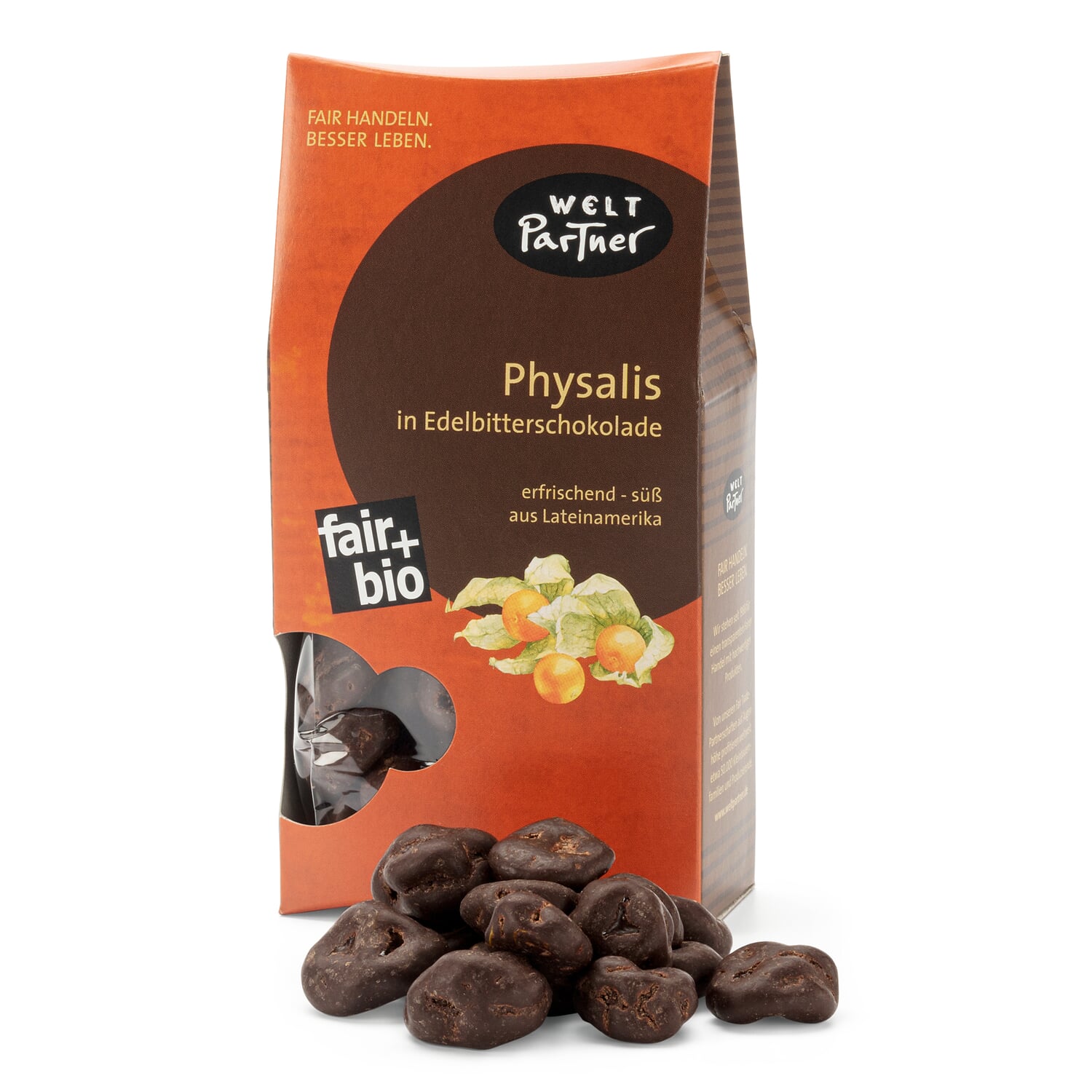 Organic physalis in dark chocolate
