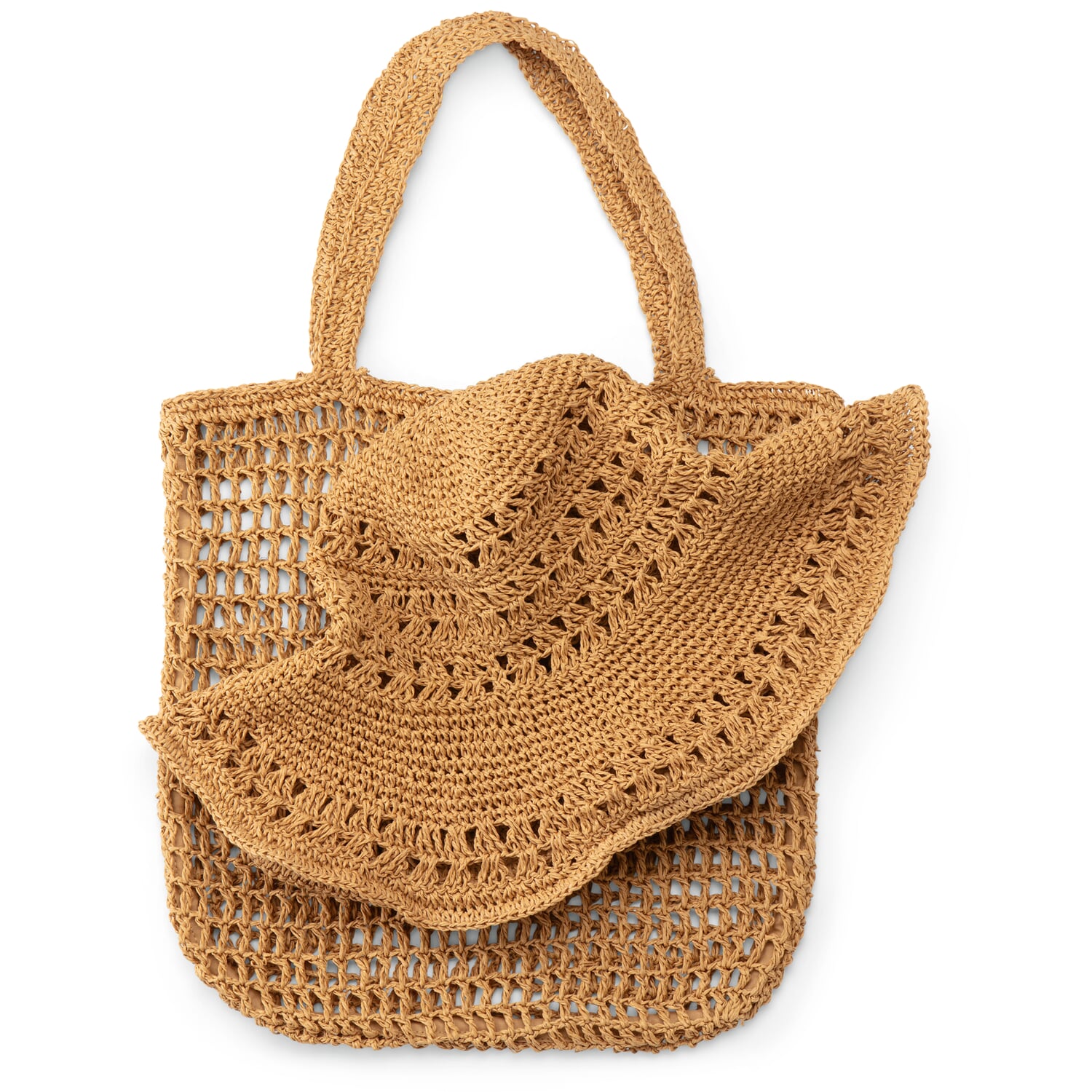 Ladies tote bag raffia, natural