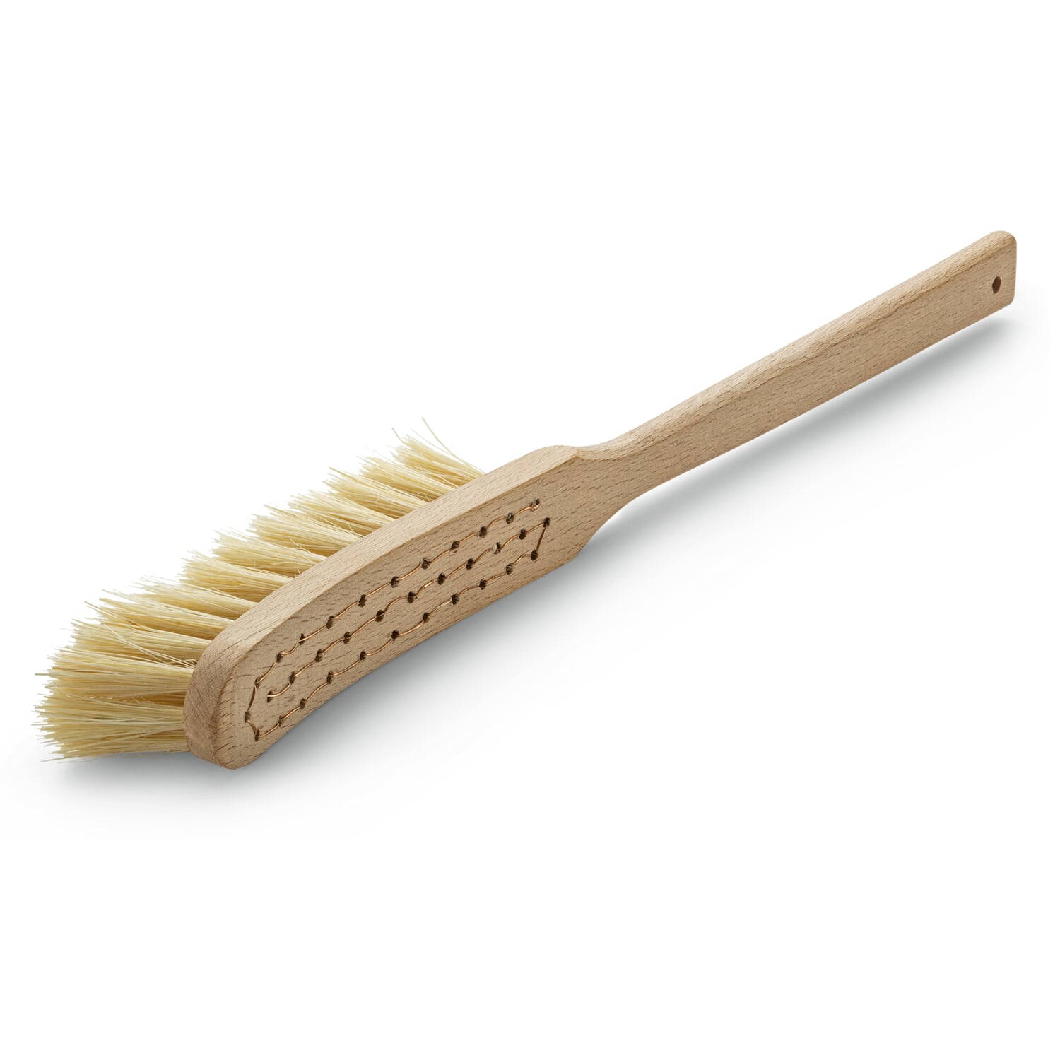Narrow scrubbing brush with fiber trim