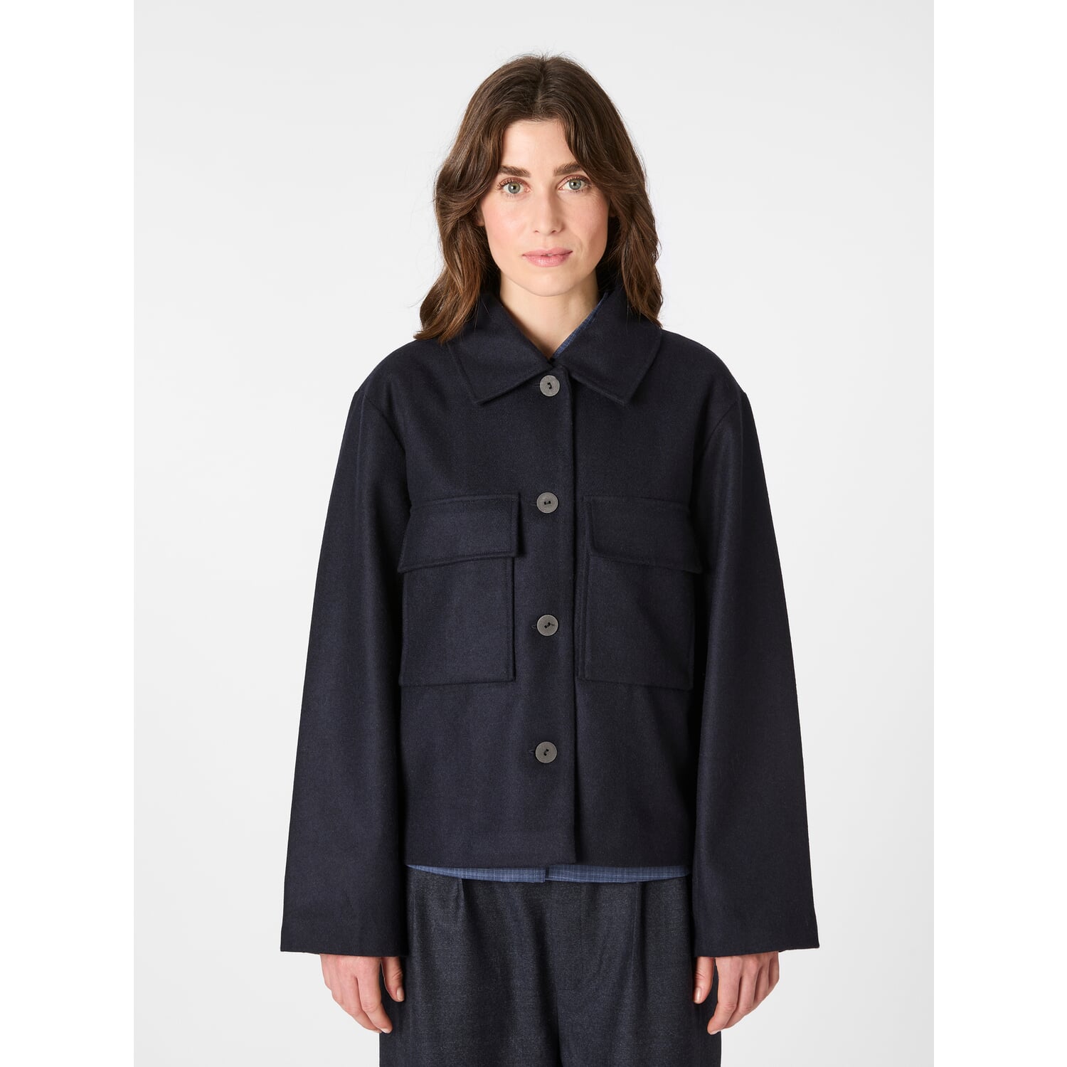 Ladies' wool shirt jacket