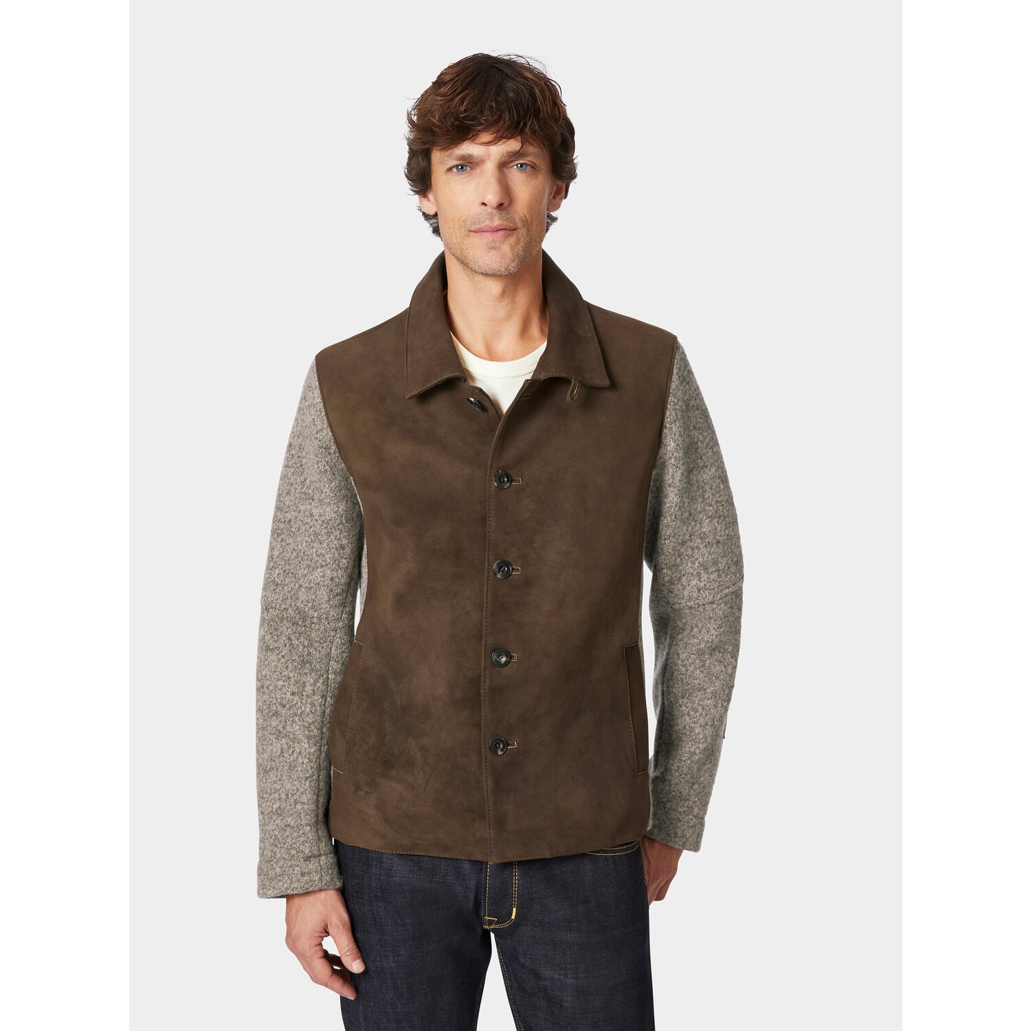 Men jacket deerskin and woolen whale