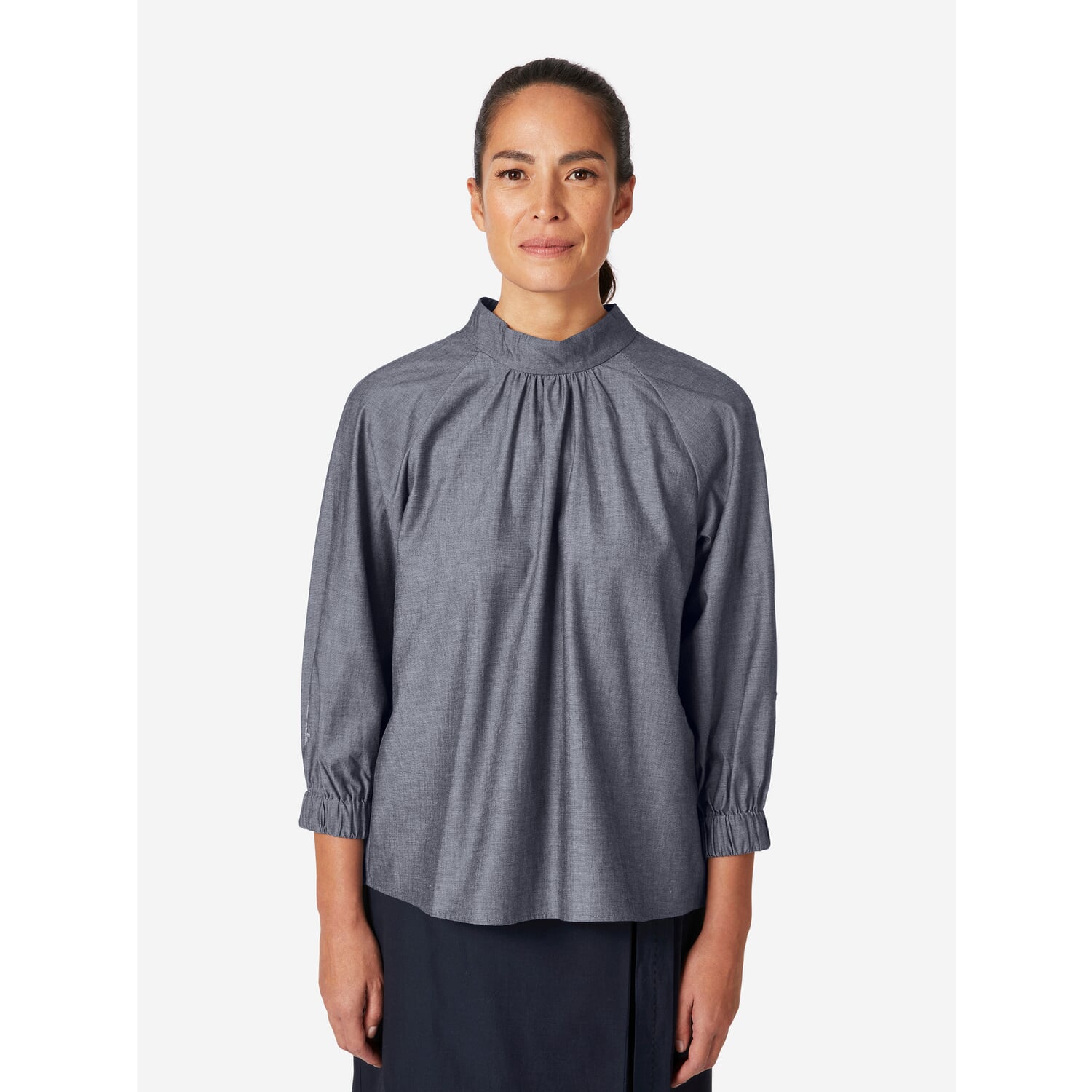 Women's slip blouse chambray