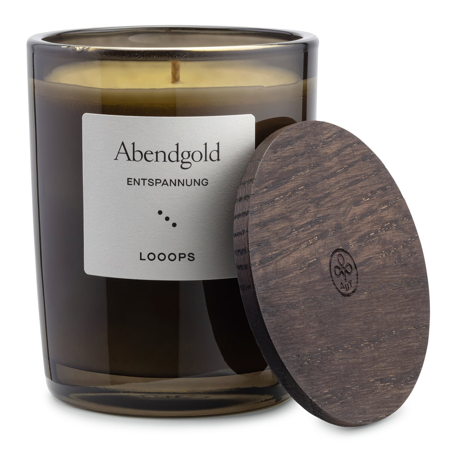 Looops scented candle with wooden lid