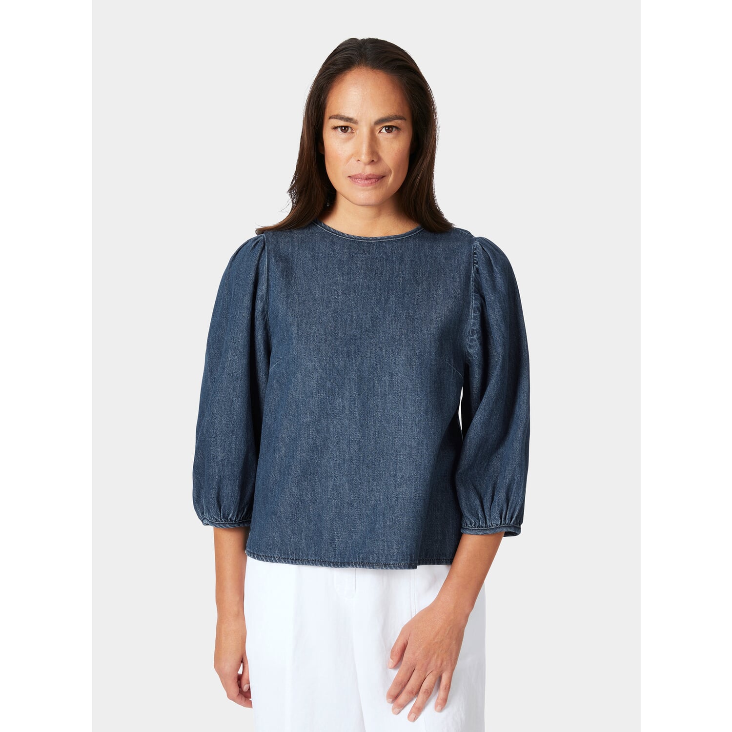 Ladies' denim blouse 3/4 sleeve