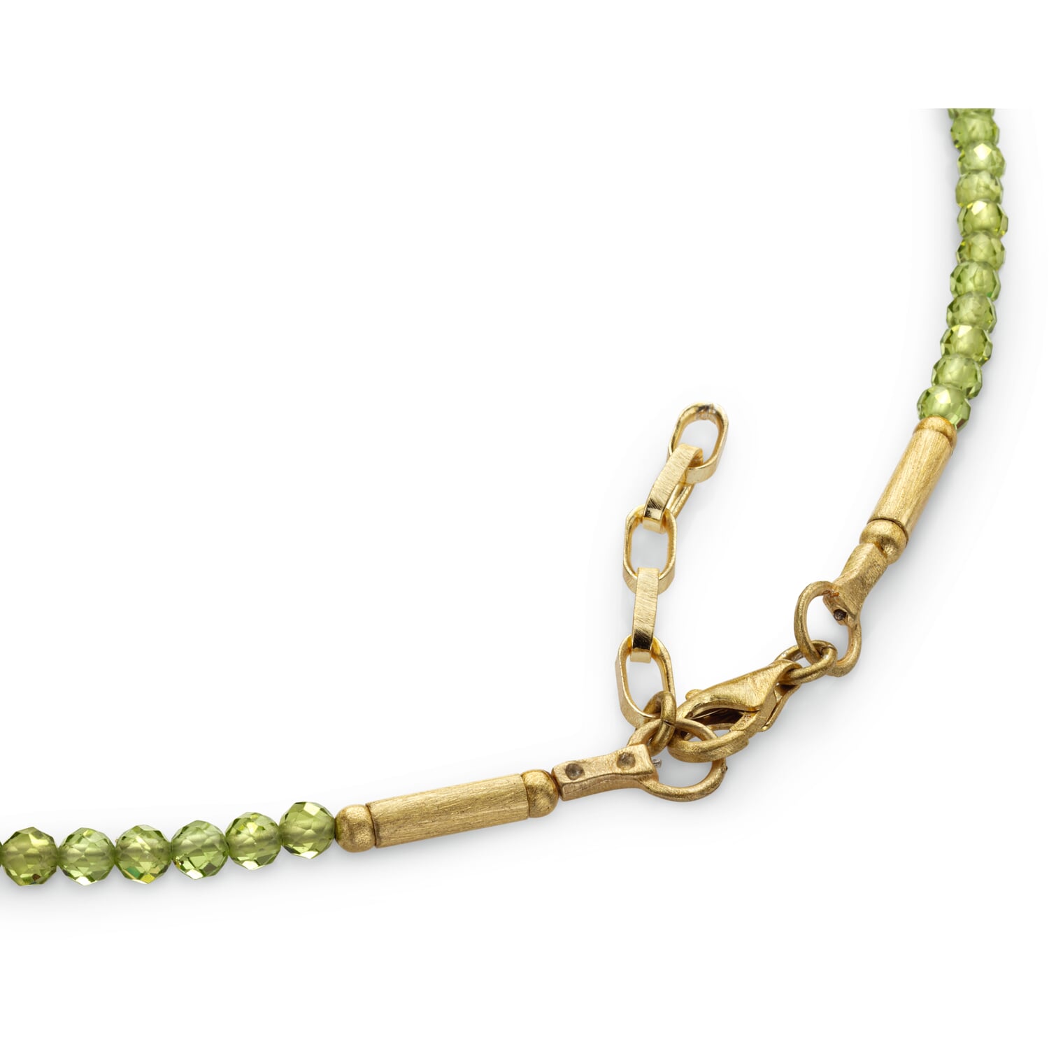 Peridot necklace, green-gold