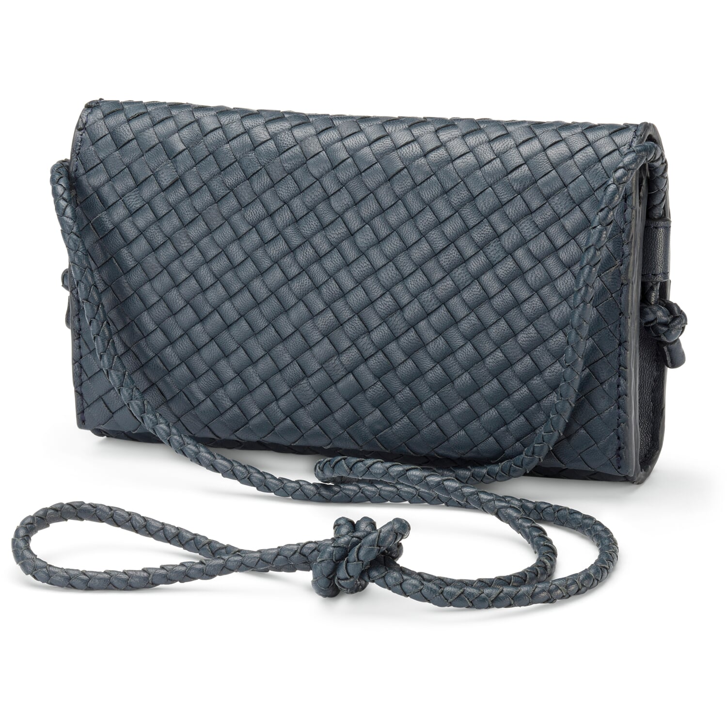 Women's handbag, braided, dark blue