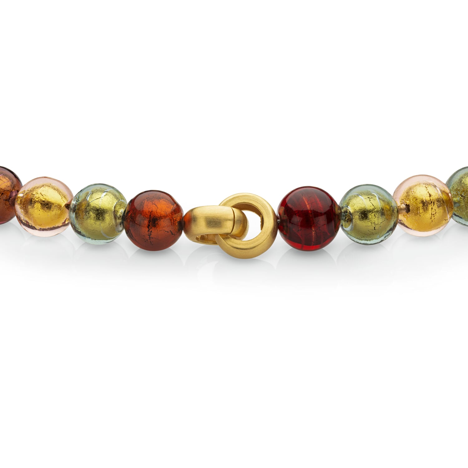 Murano glass necklace, bordeaux-green-gold