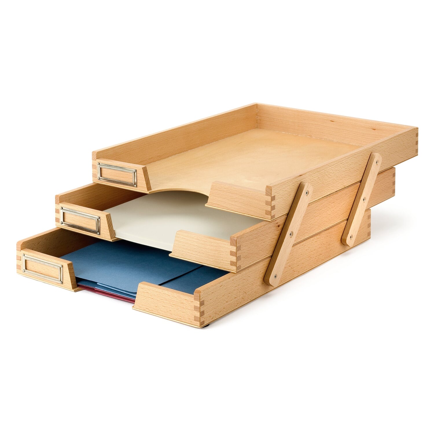 Letter tray beech wood triple