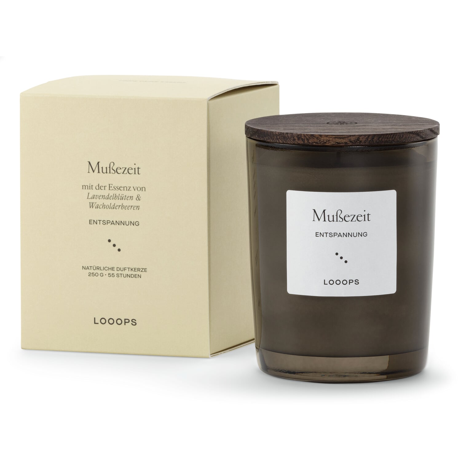 Looops scented candle with wooden lid
