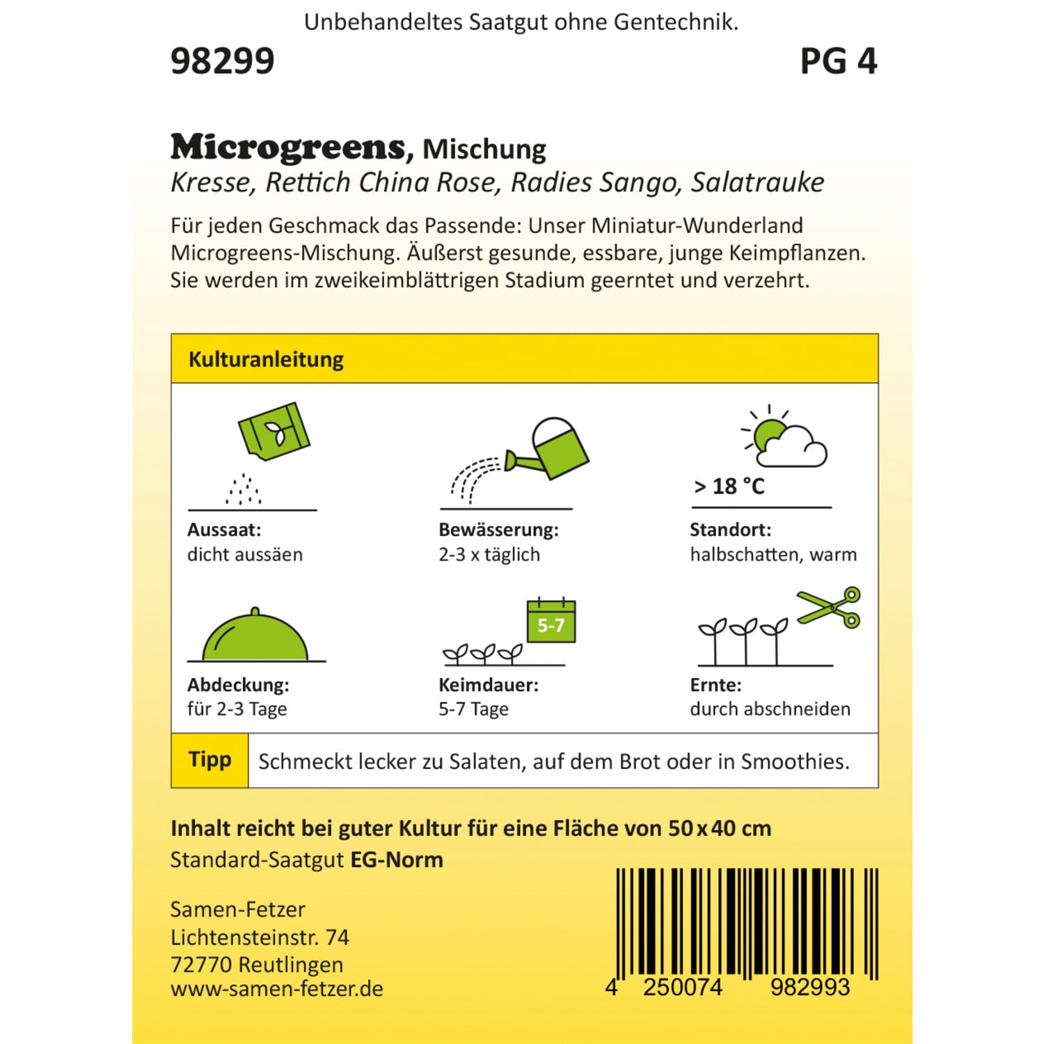 Organic seed microgreens