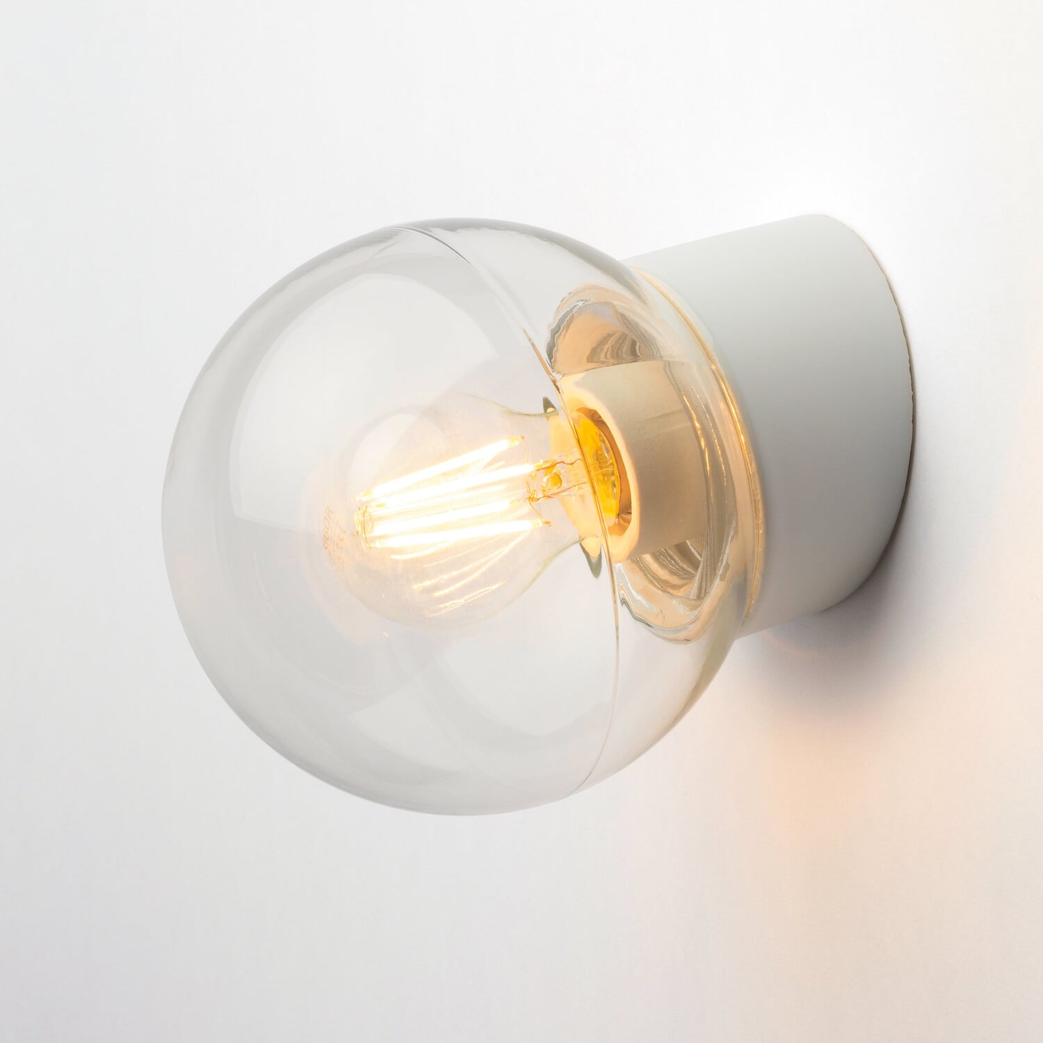 Wall lamp porcelain and clear glass