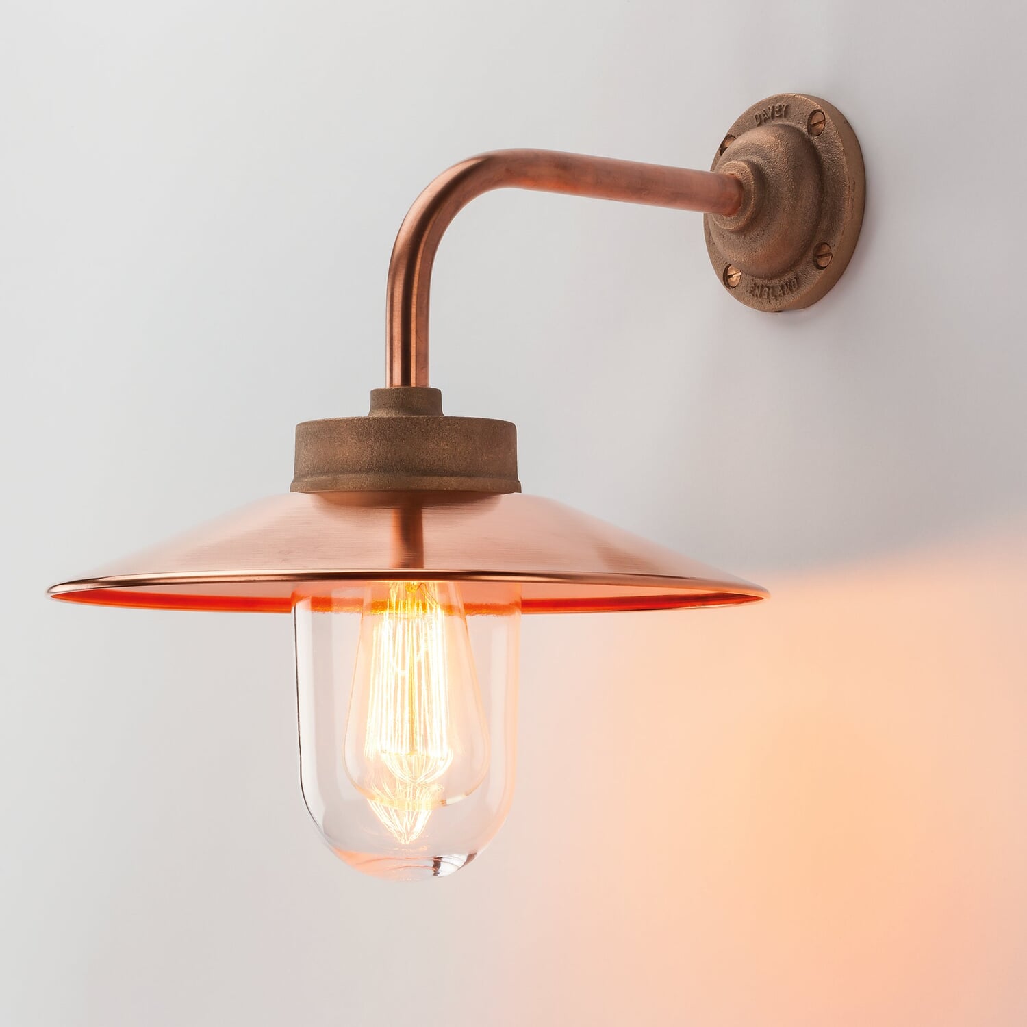 Exterior wall lamp bronze casting and copper rectangular