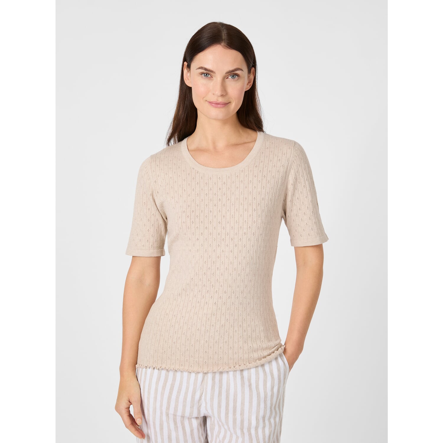 Women's ajour knit shirt with silk