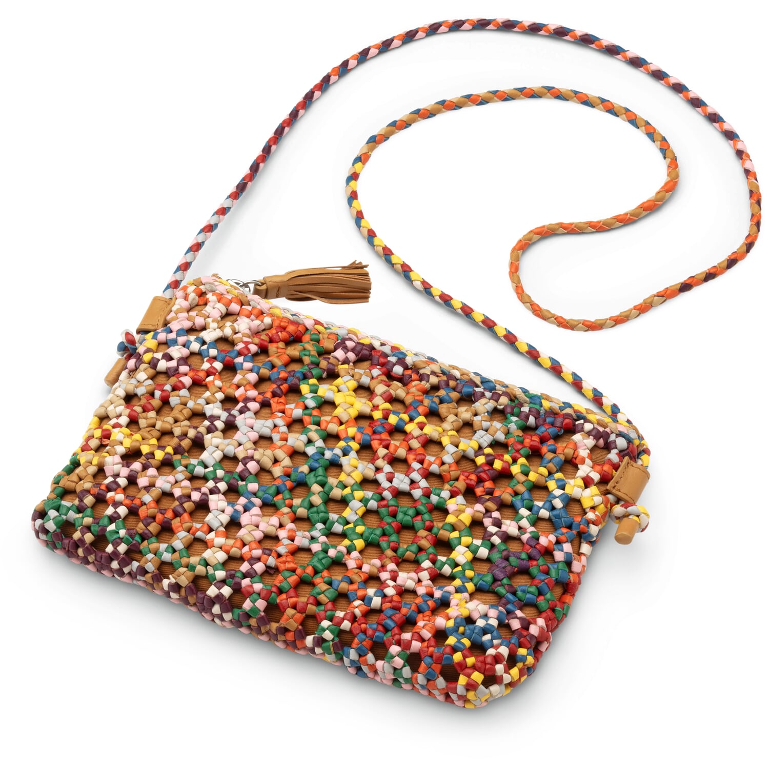 Knotted ladies' handbag, multicolor