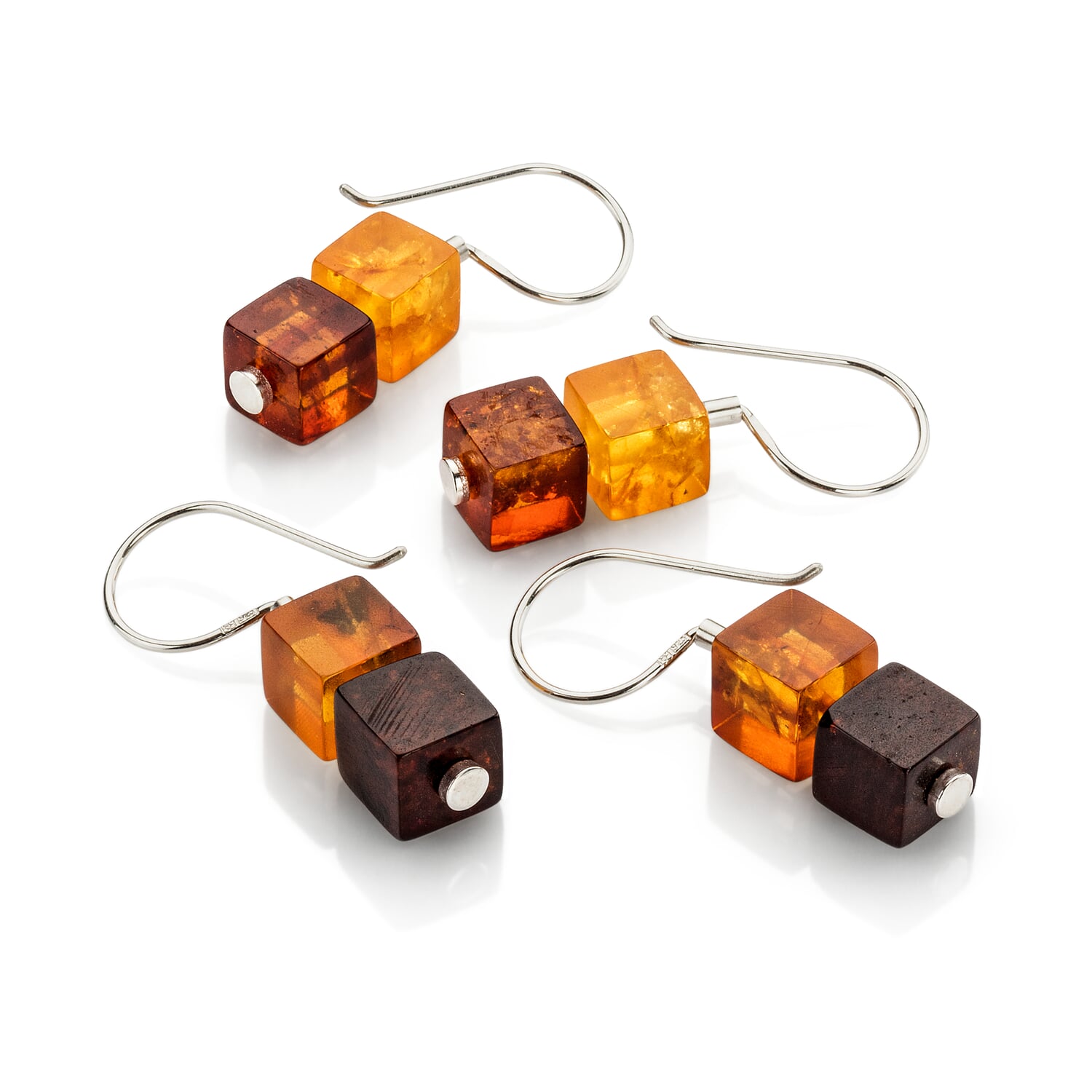 Earrings amber cubes