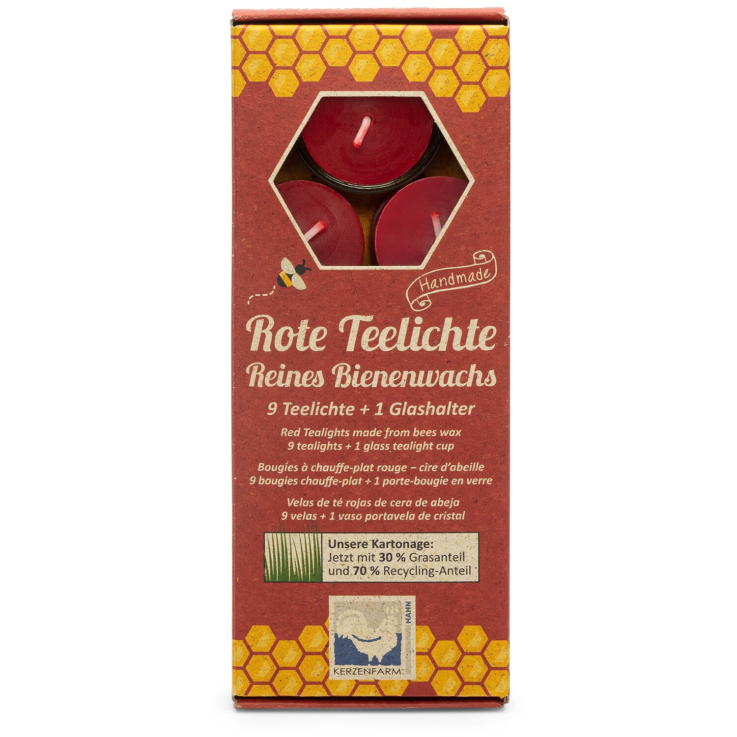 Beeswax tea lights red