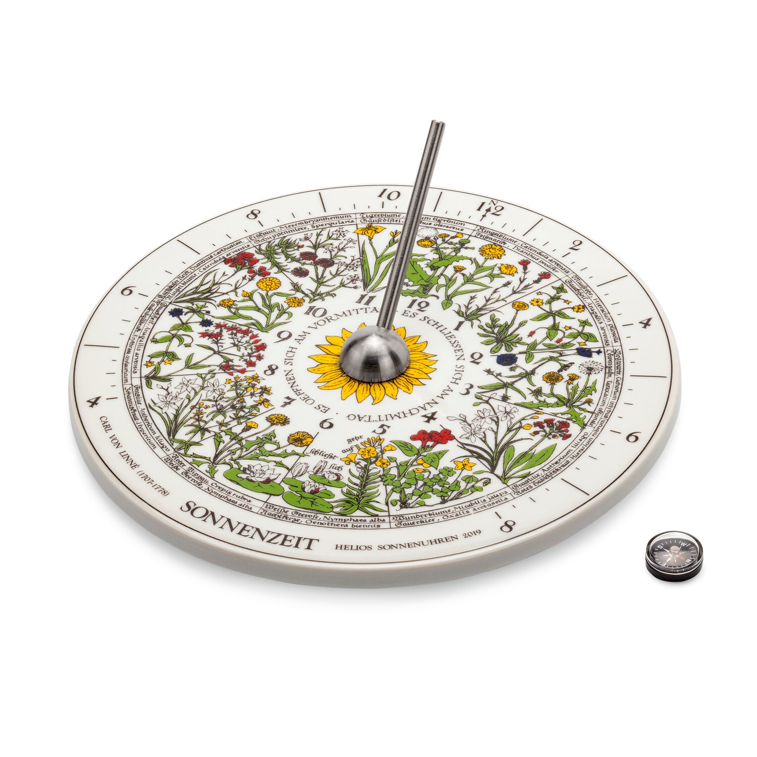Porcelain sundial with flower clock