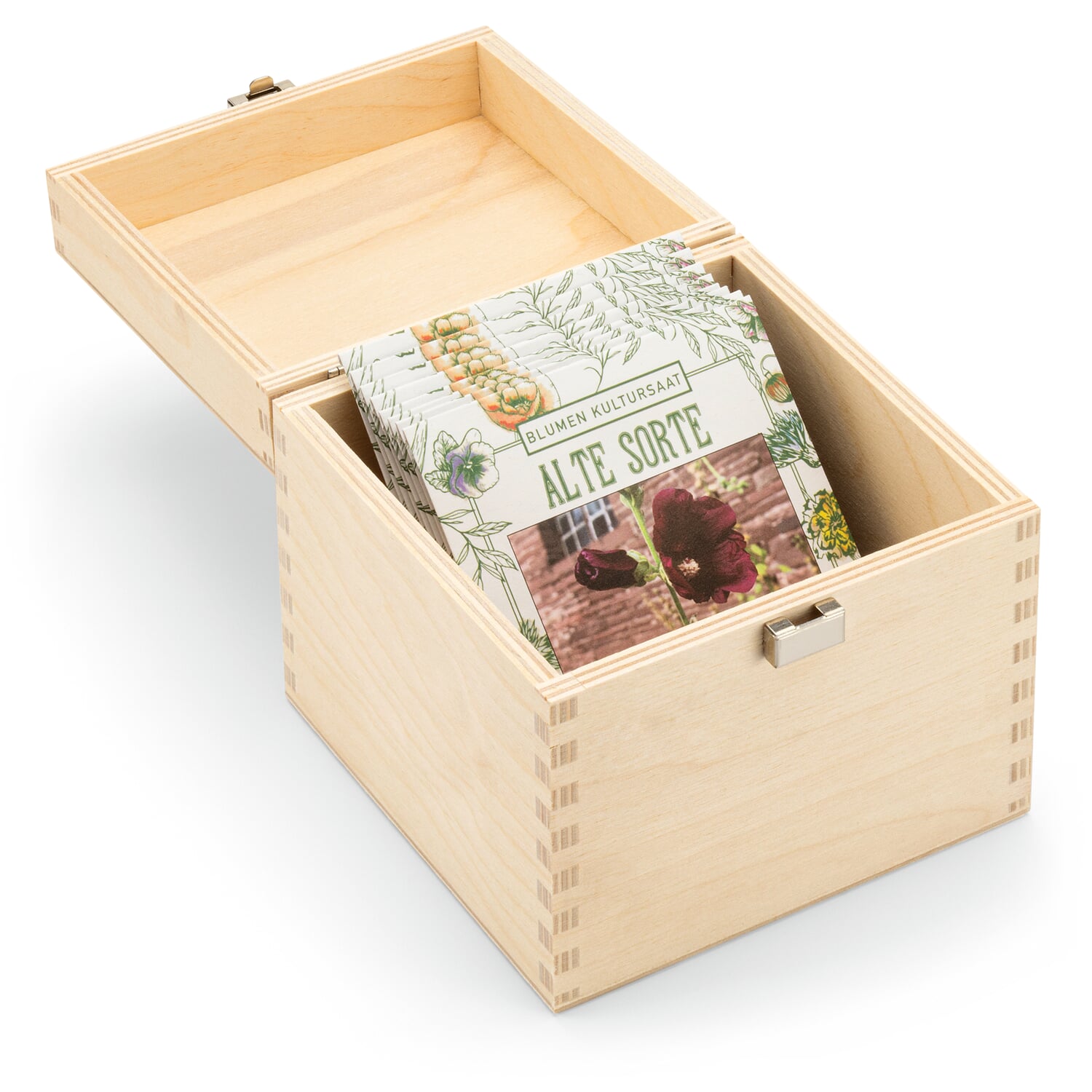 Seed set in a wooden box
