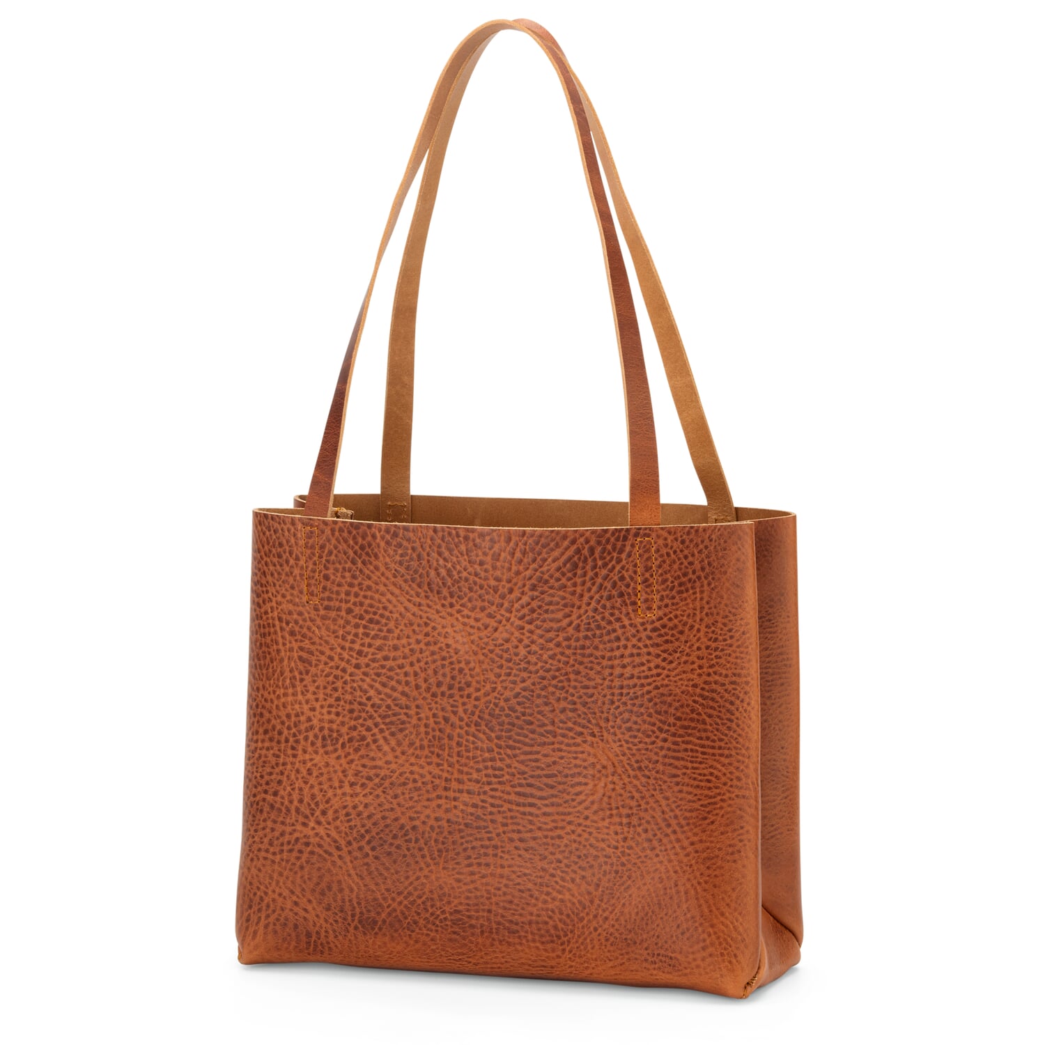 Leather shopper small, cognac