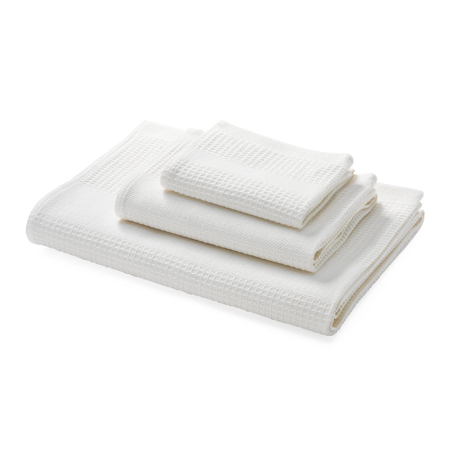 Towel waffle piqu&eacute; half linen white