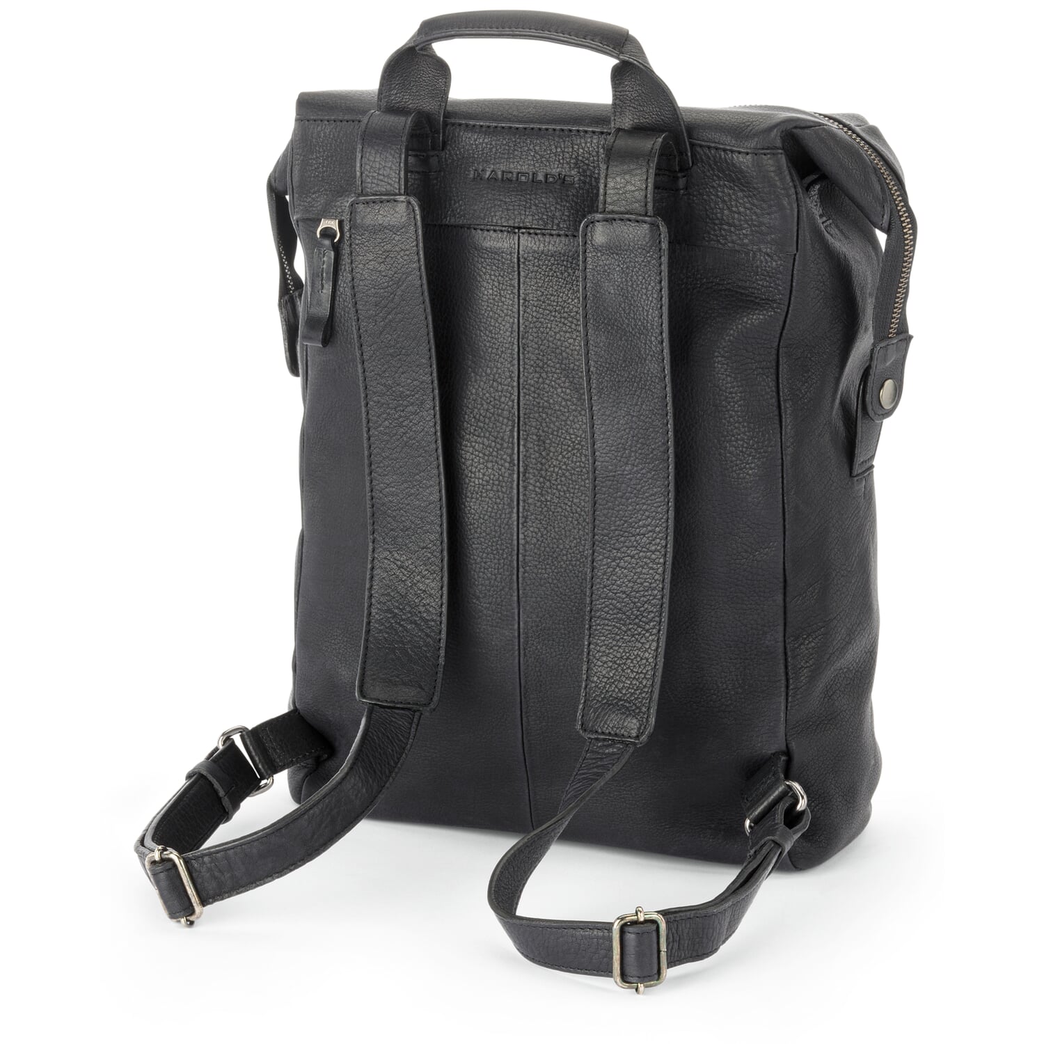 Laptop leather backpack, black