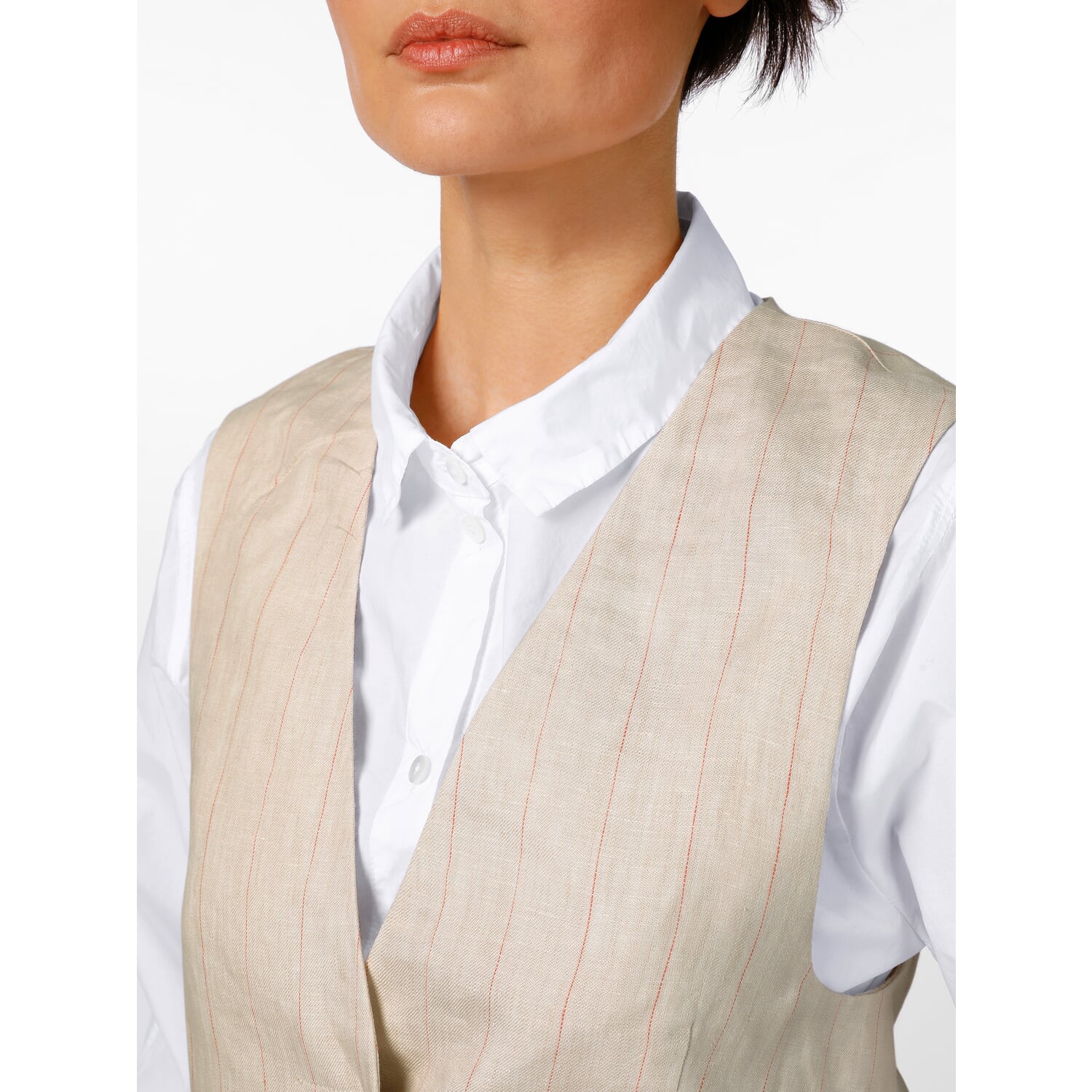 Ladies linen vest stripes