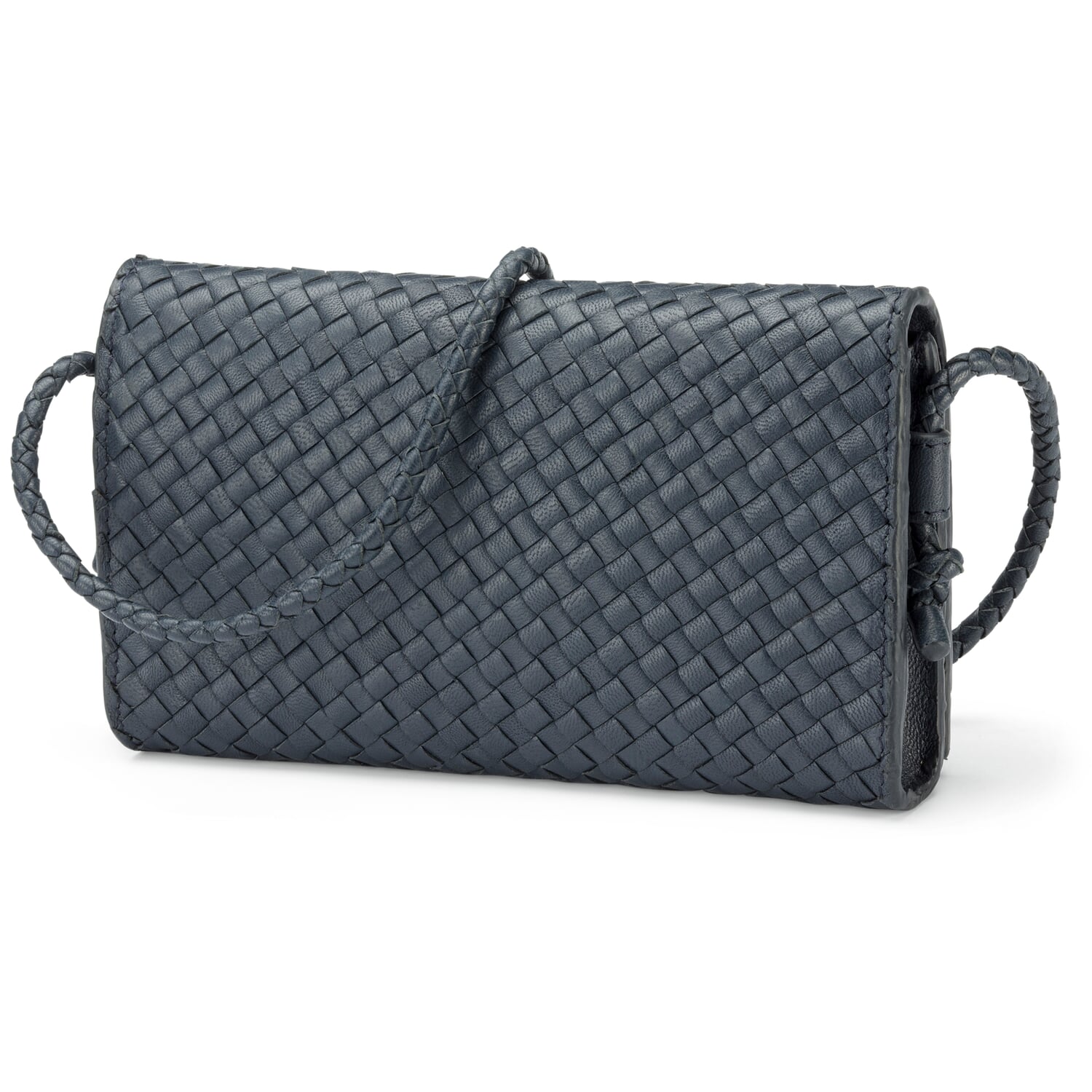 Women's handbag, braided, dark blue