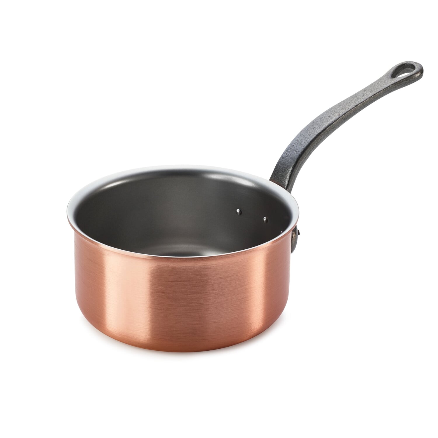 Heavy copper saut&eacute; pan cylindrical