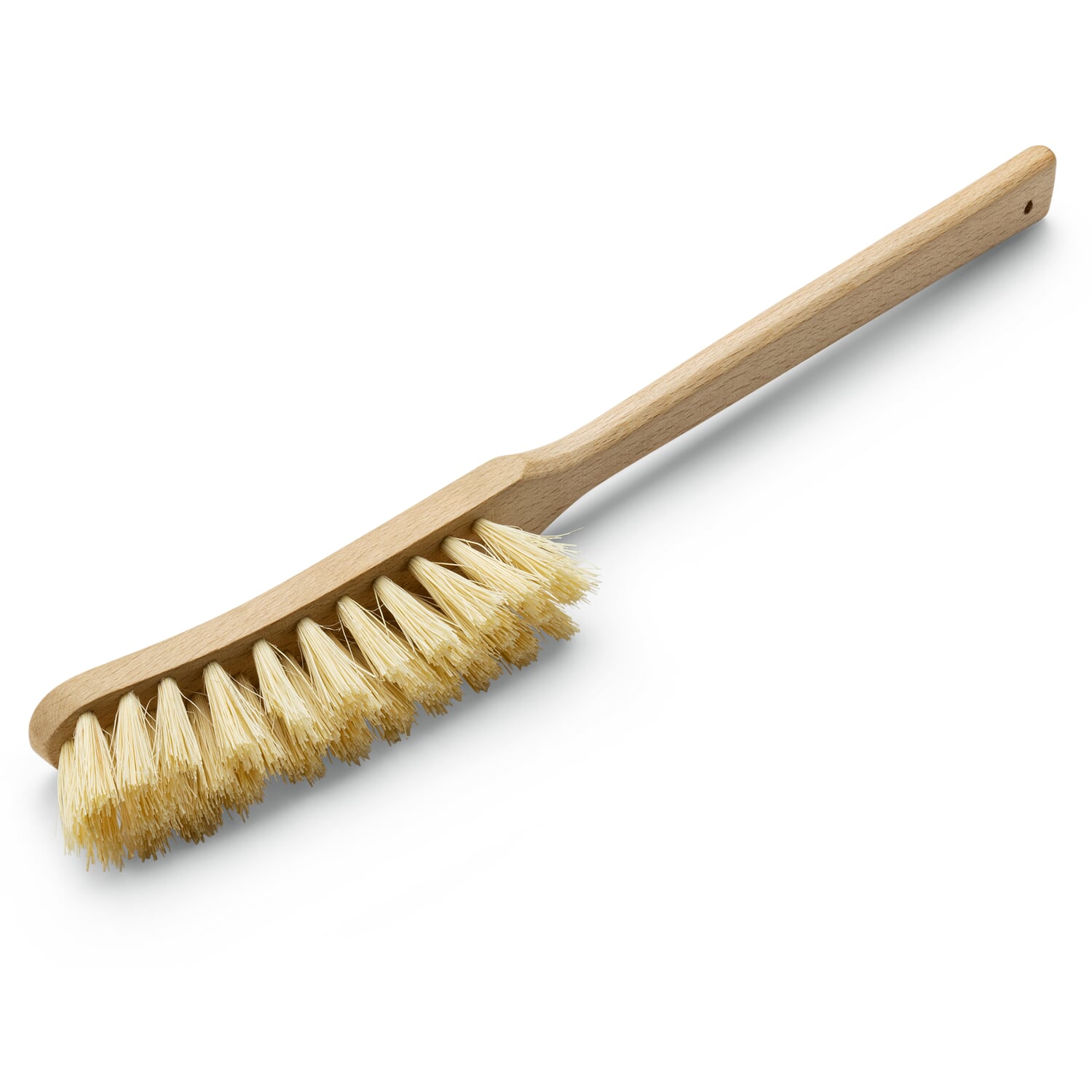 Narrow scrubbing brush with fiber trim