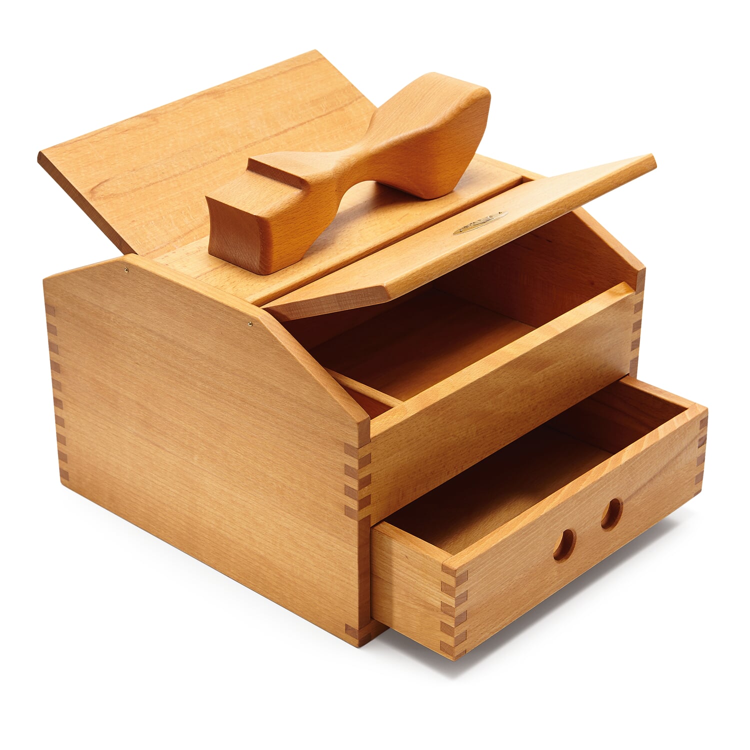 Tapir shoe polish box with handle and drawer