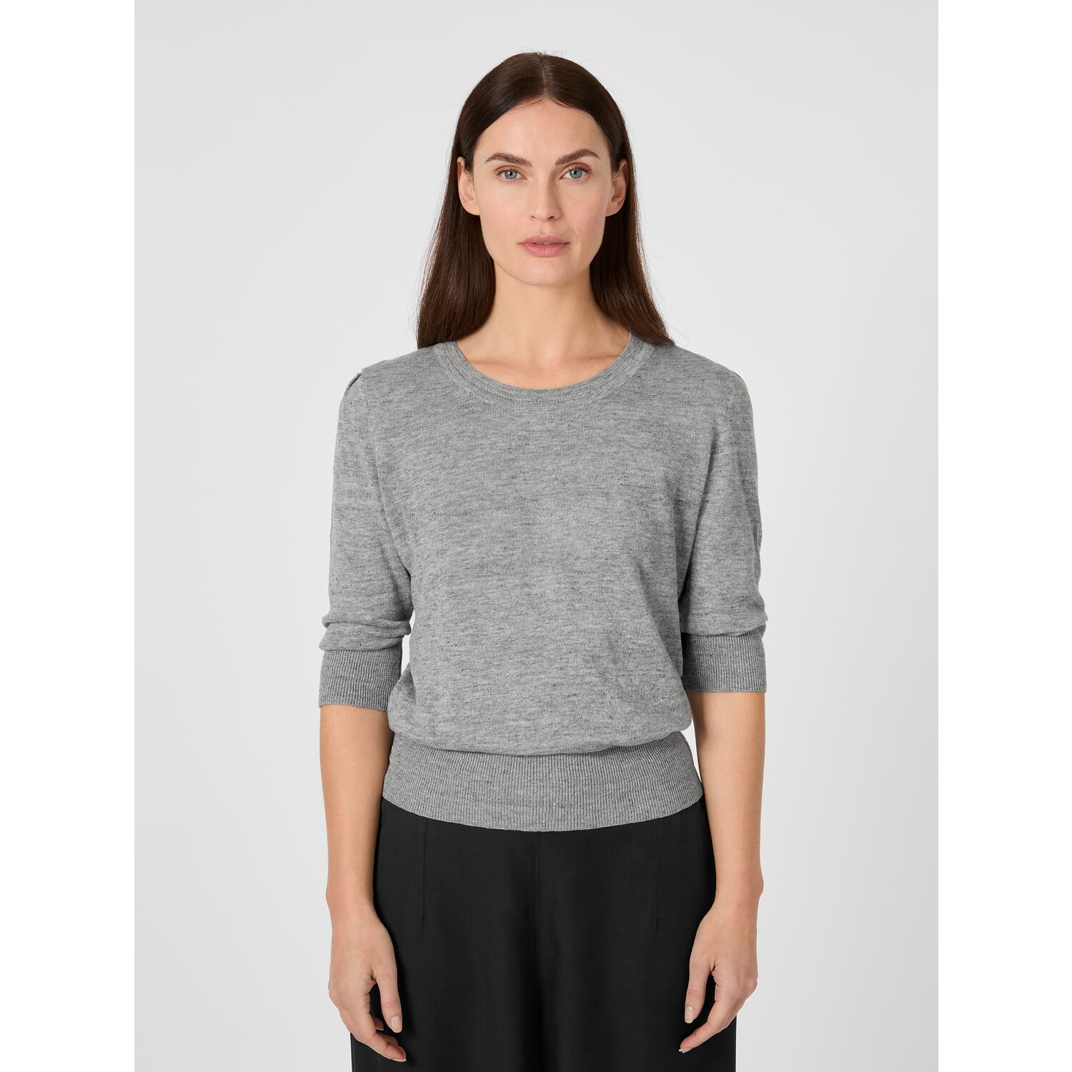 Ladies' knitted shirt three-quarter sleeve