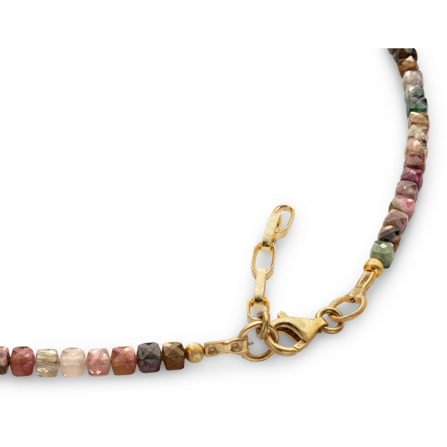 Tourmaline necklace, rose-green