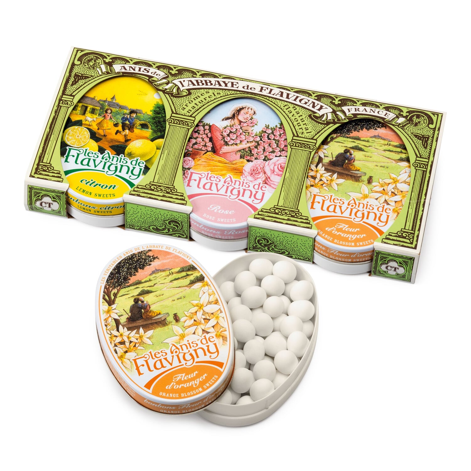 Anise pastilles lemon orange rose