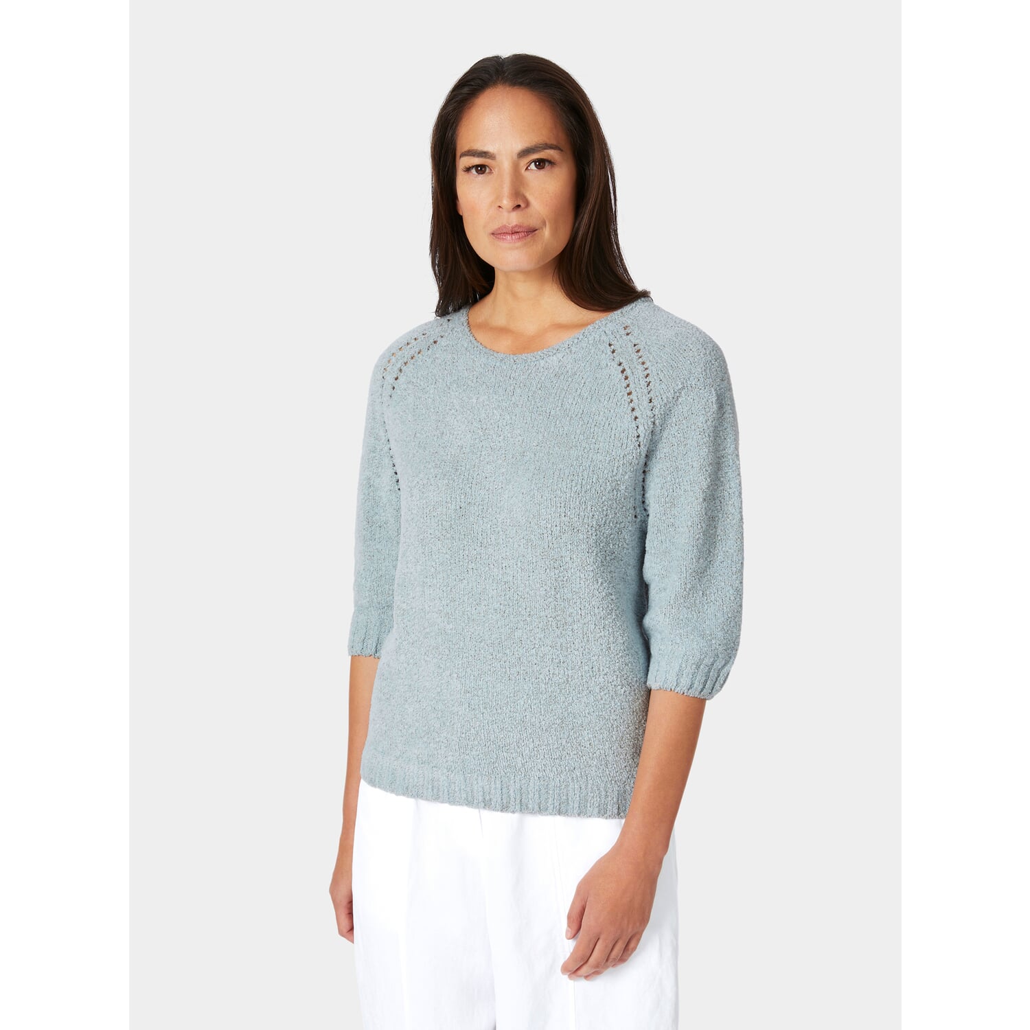 Ladies knitted shirt half sleeve