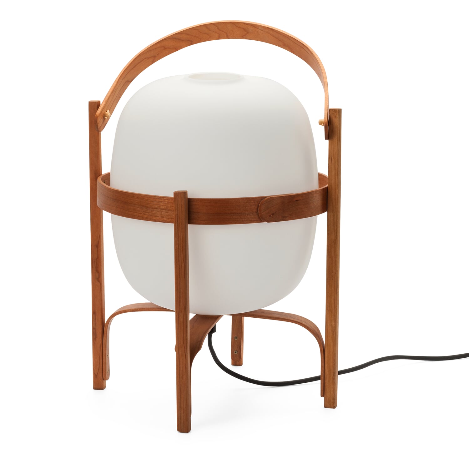 Table and floor lamp cherry wood and glass