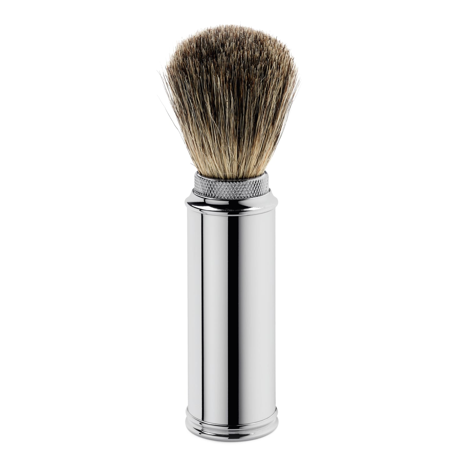 Travel shaving brush brass nickel plated