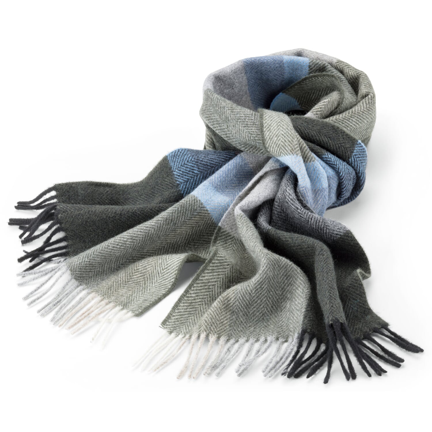 Men's scarf, gray-green-blue