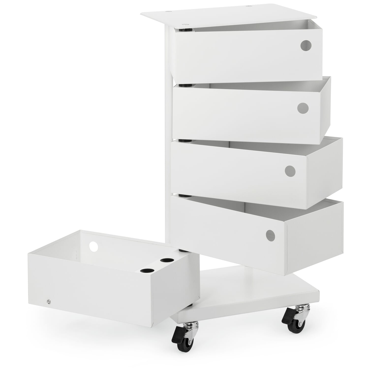 Roller set for hinged drawer containers