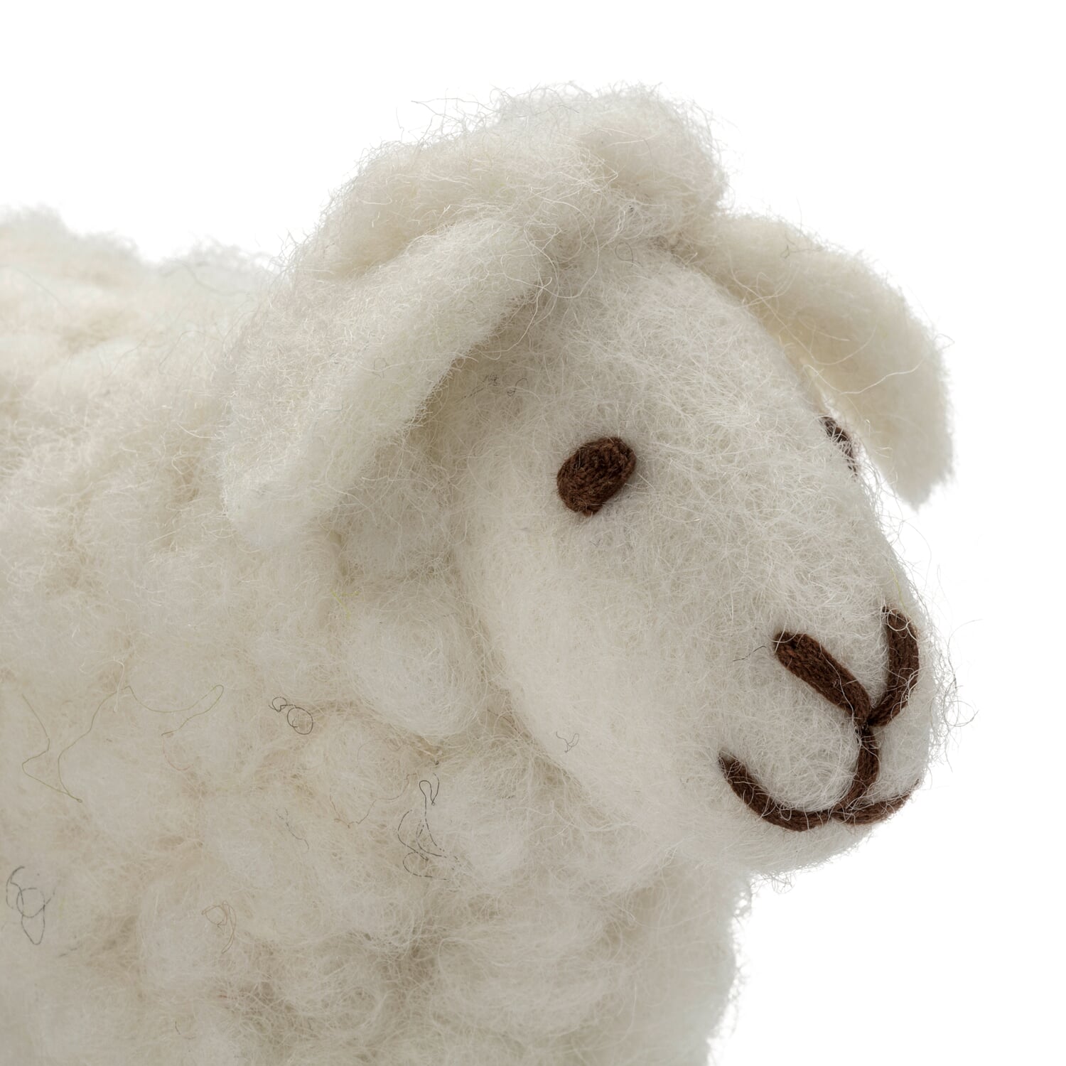 Felt sheep standing white