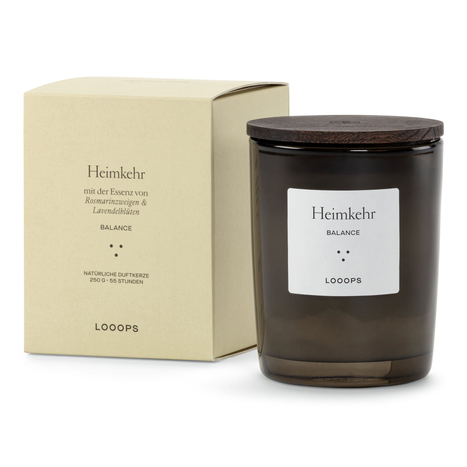 Looops scented candle with wooden lid