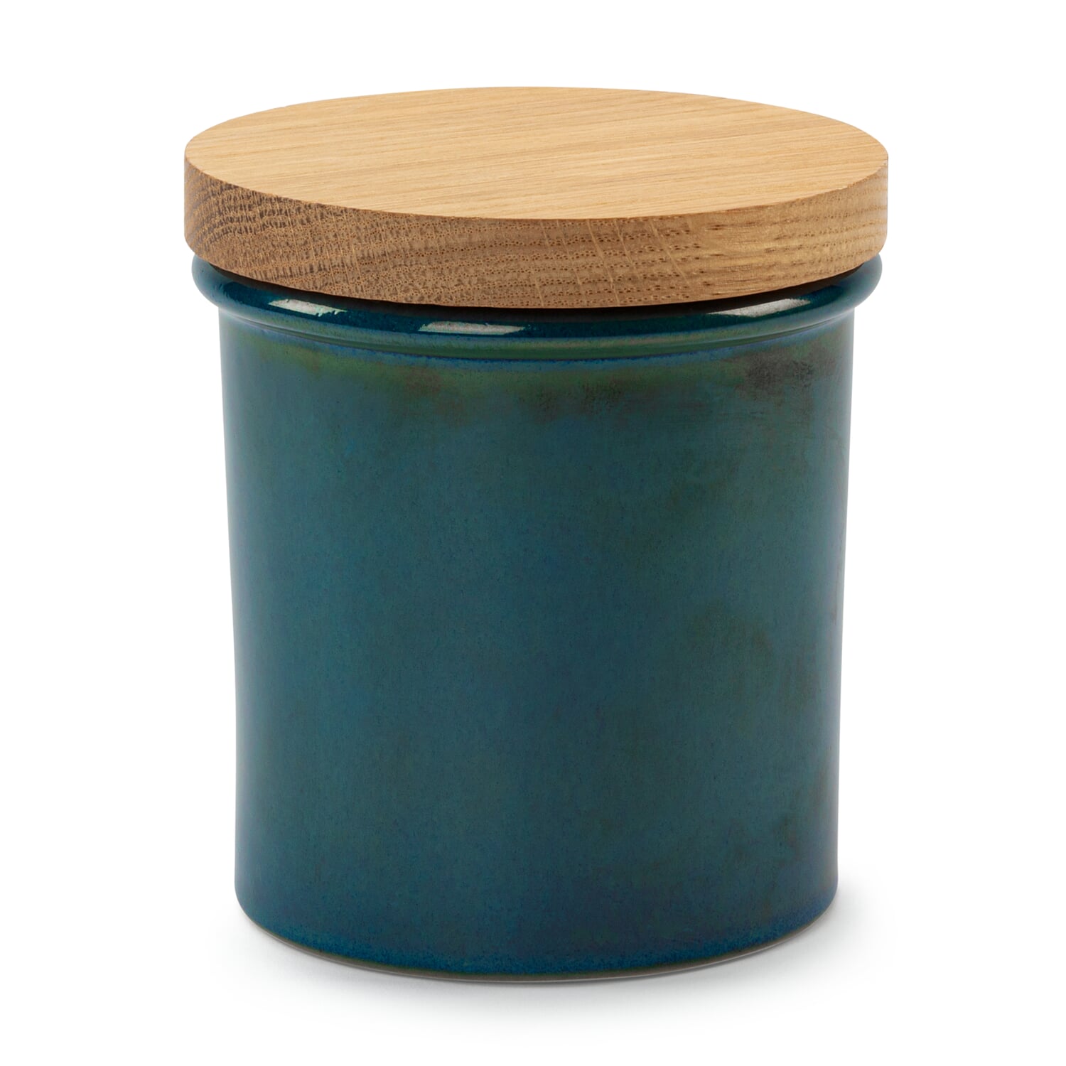 Stoneware storage jar with oak lid