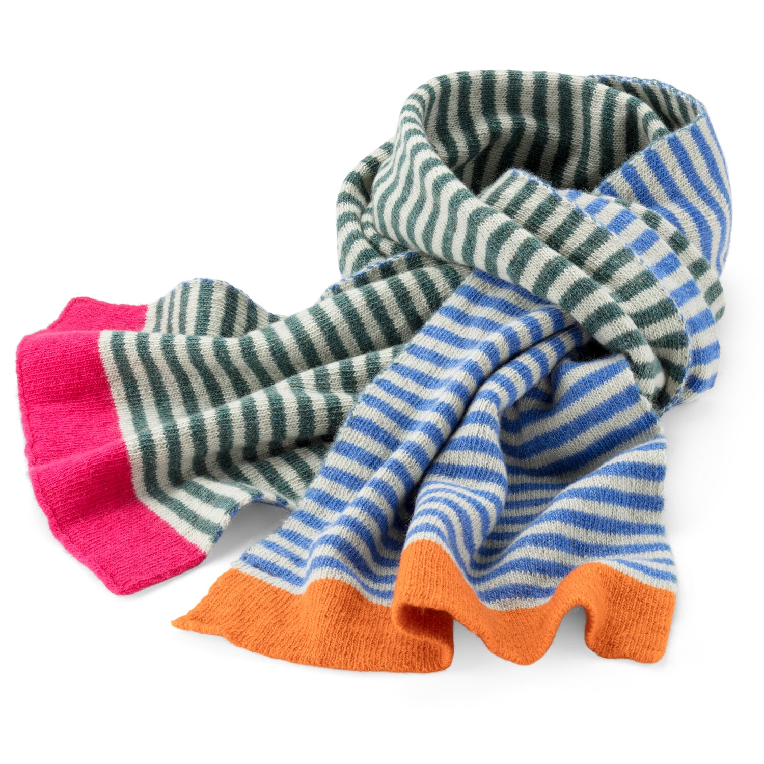 Unisex knitted scarf, striped, multicolor