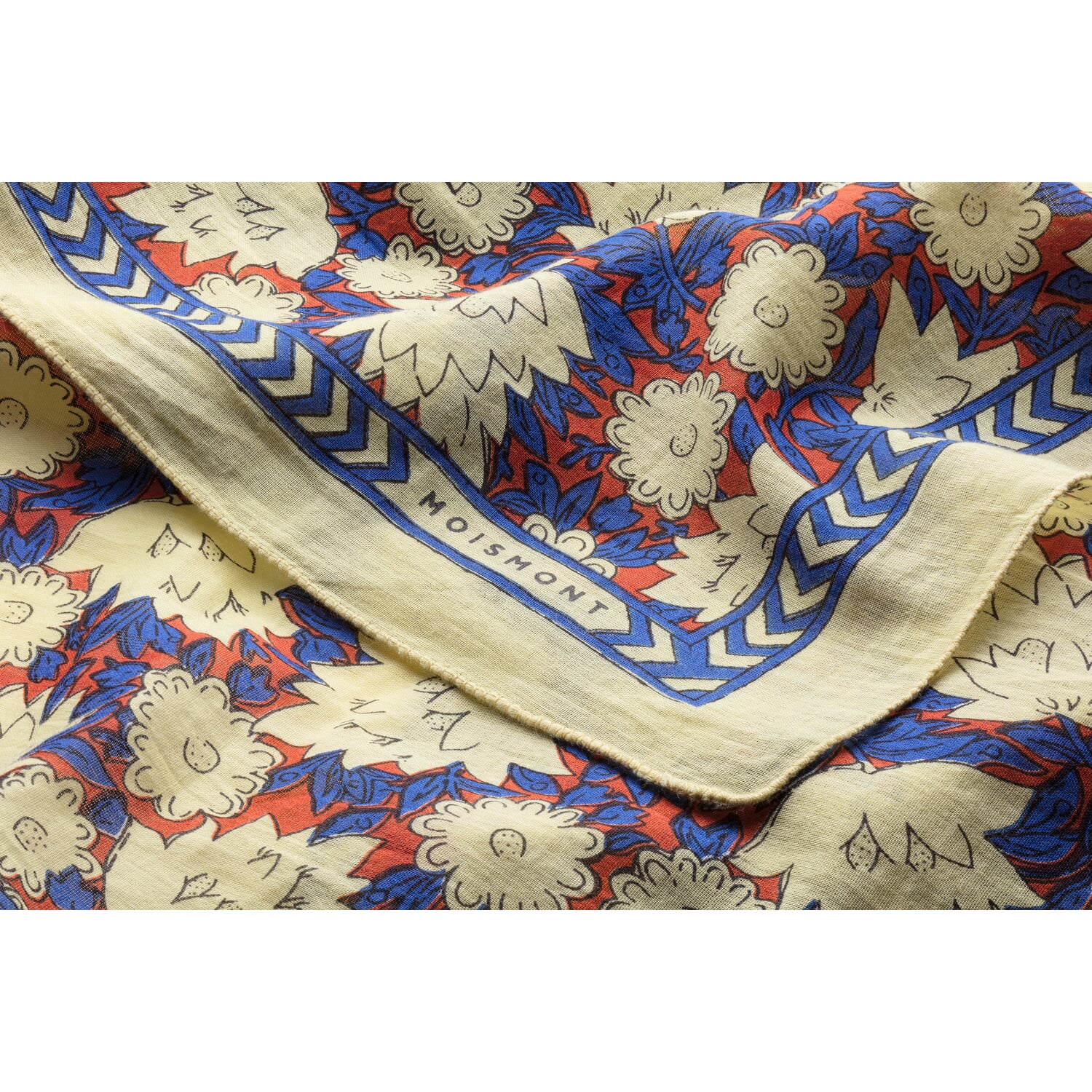 Scarf N&deg;680 floral, natural blue-red