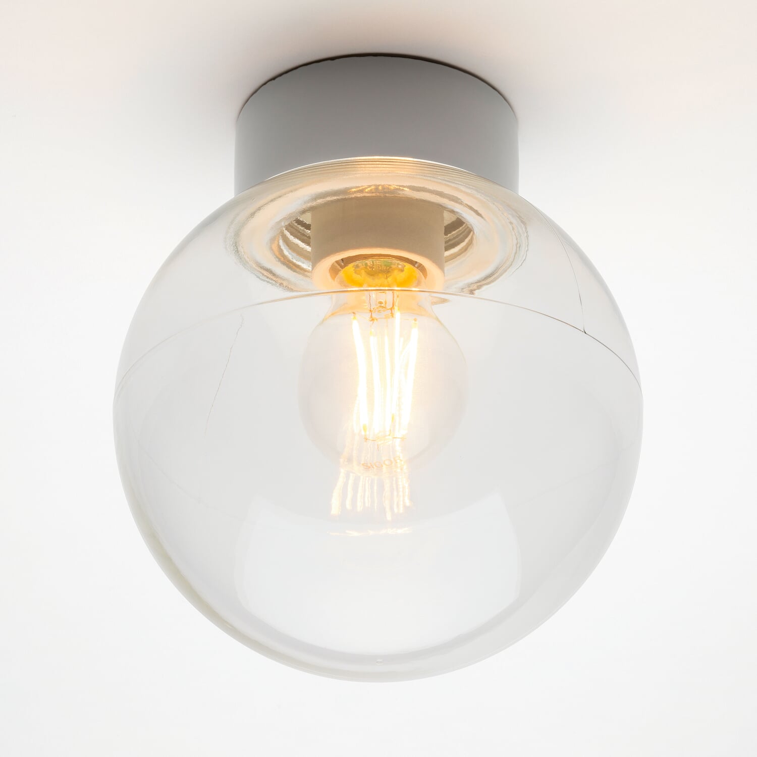 Ceiling lamp porcelain and clear glass